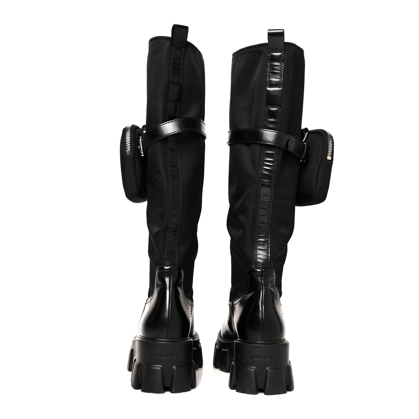 Spazzolato Rois Re-Nylon Metal Triangle Logo Monolith Pouch Pocket 55mm Tall Boots 36 Black
