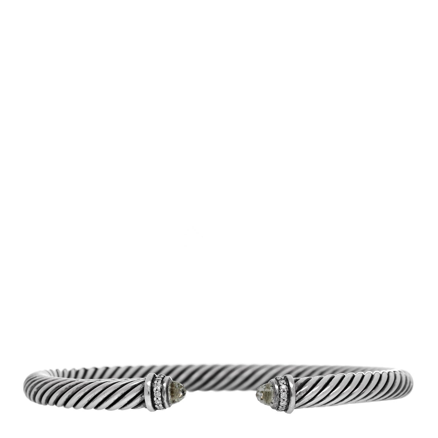Sterling Silver Diamond Prasiolite 5mm Cable Classics Bracelet