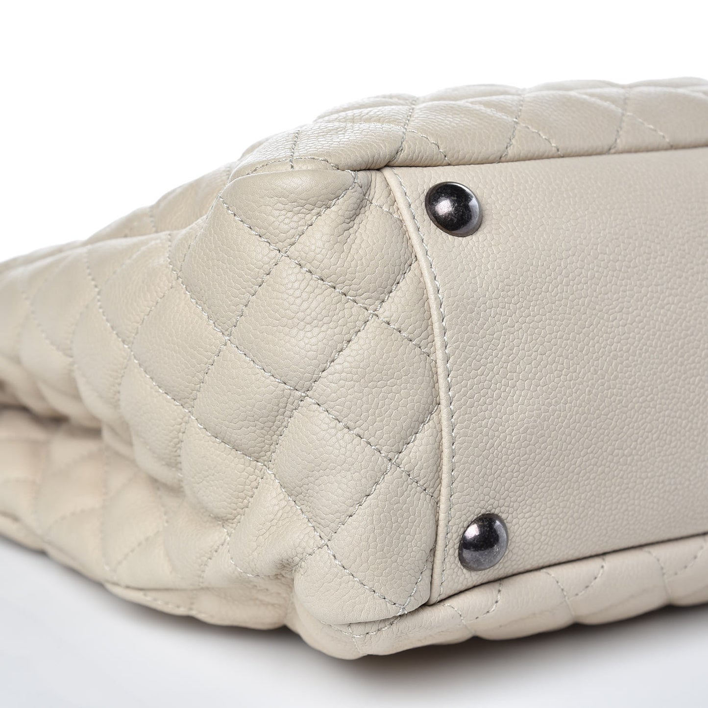 Caviar Quilted Shopping Tote Light Beige