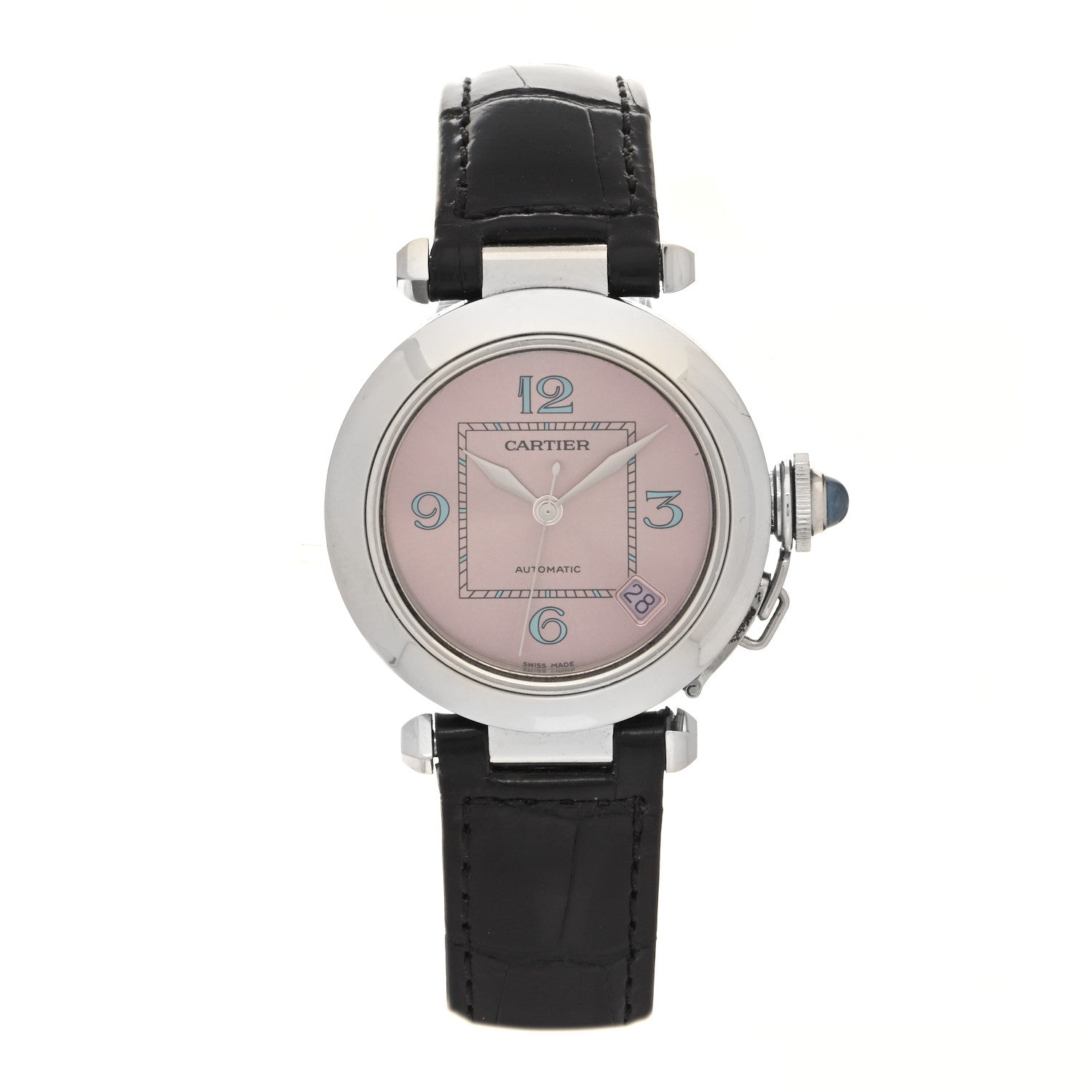 Cartier Stainless Steel Alligator 35mm Pasha C Automatic Watch Pink 1 of 5