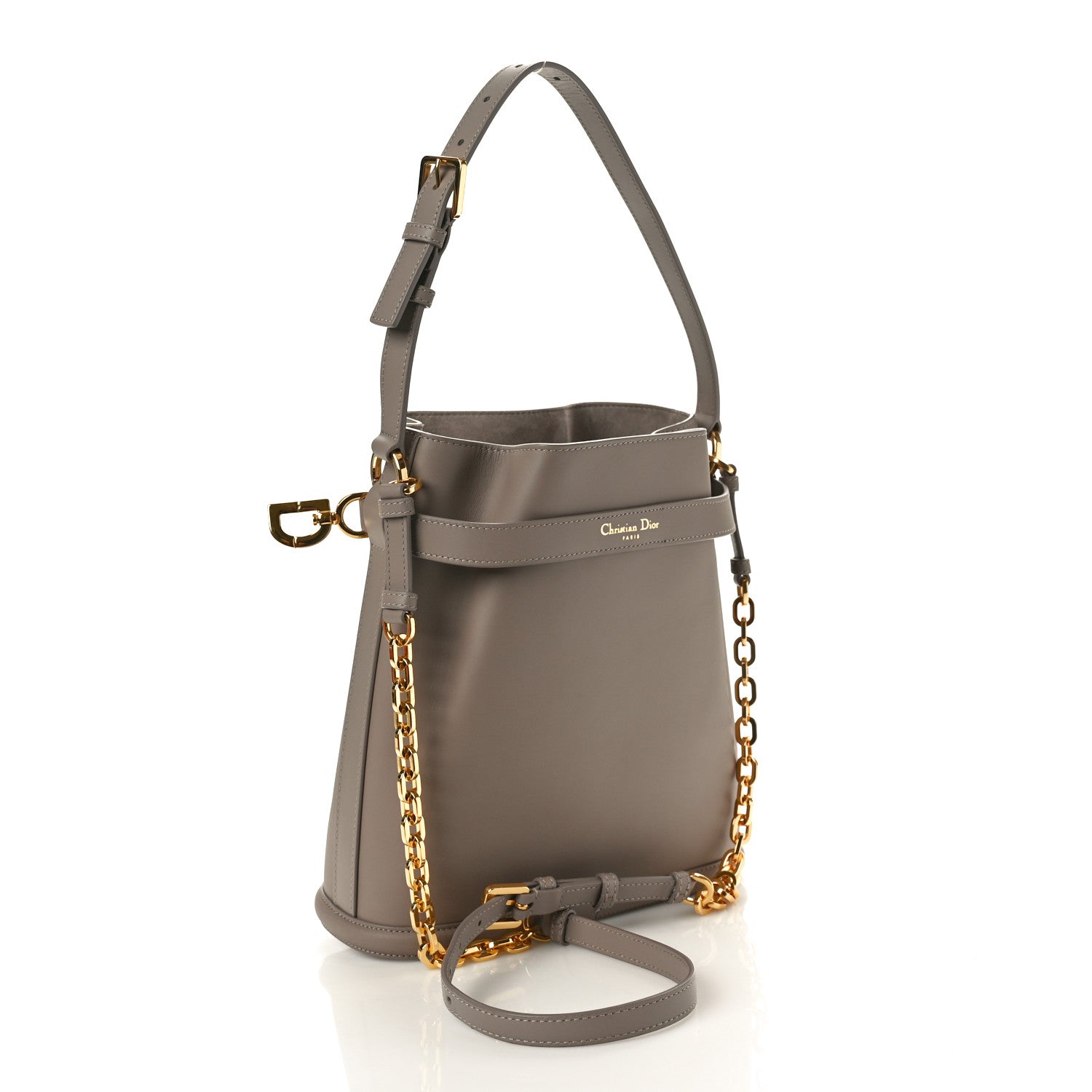 Christian Dior Calfskin CD Embossed Medium C'est Dior Bag Powder Beige 2 of 9