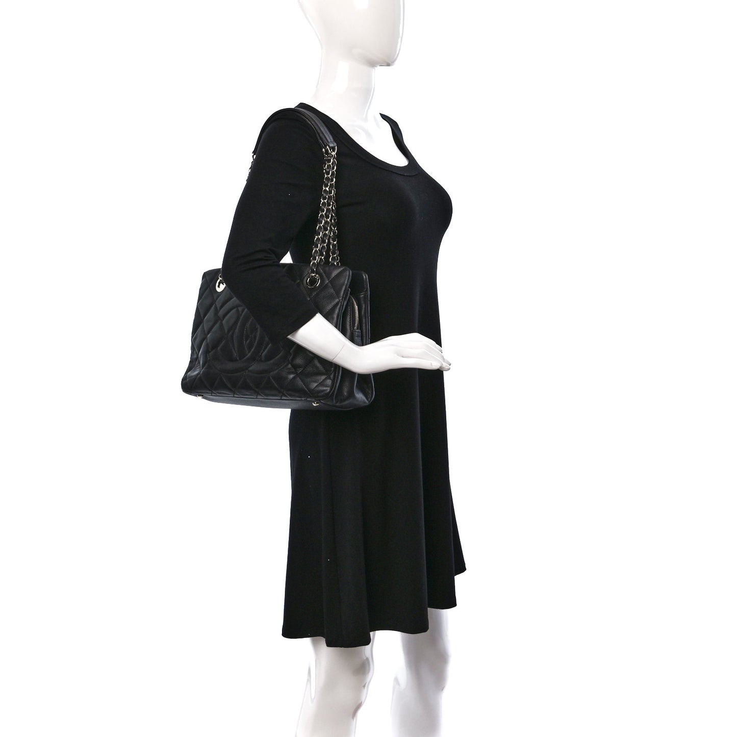 Caviar Quilted Timeless CC Soft Tote Black