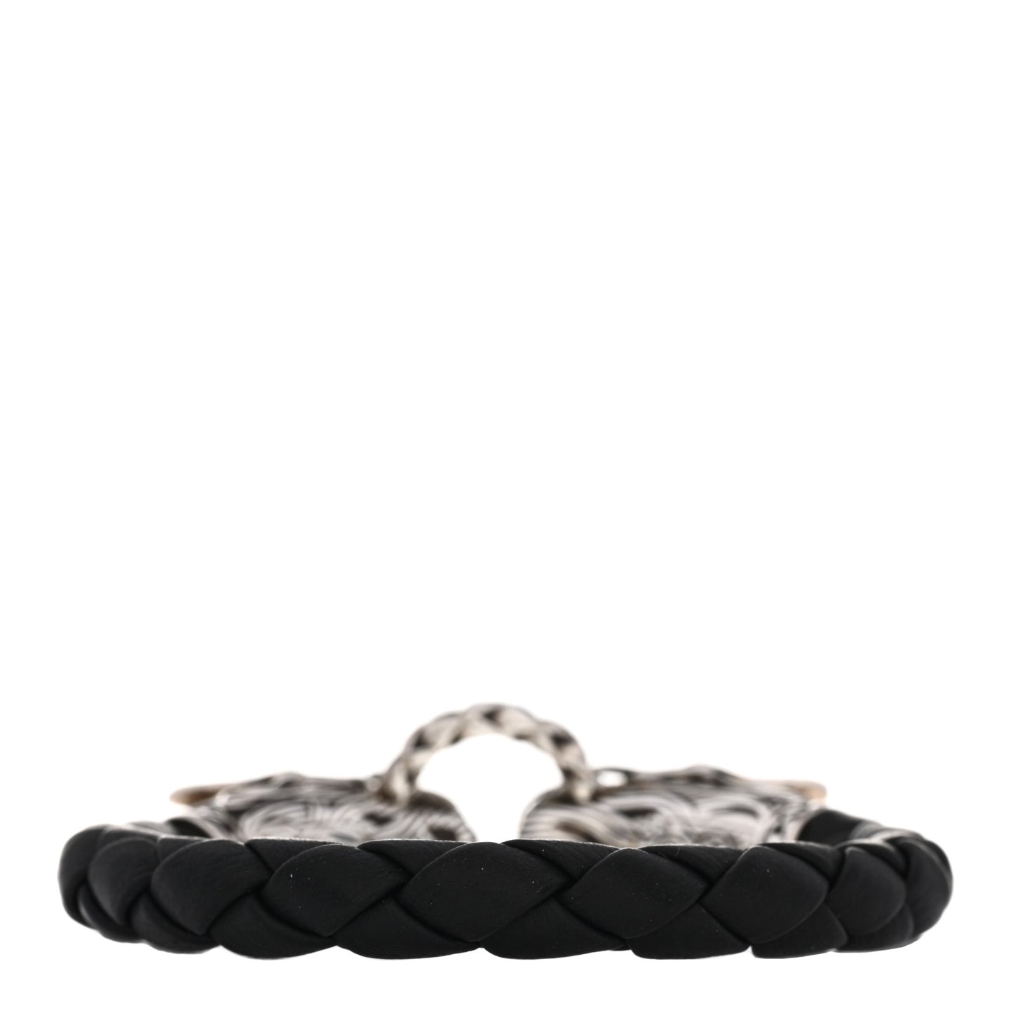 Sterling Silver Leather Naga Dragon Legend Bracelet Black