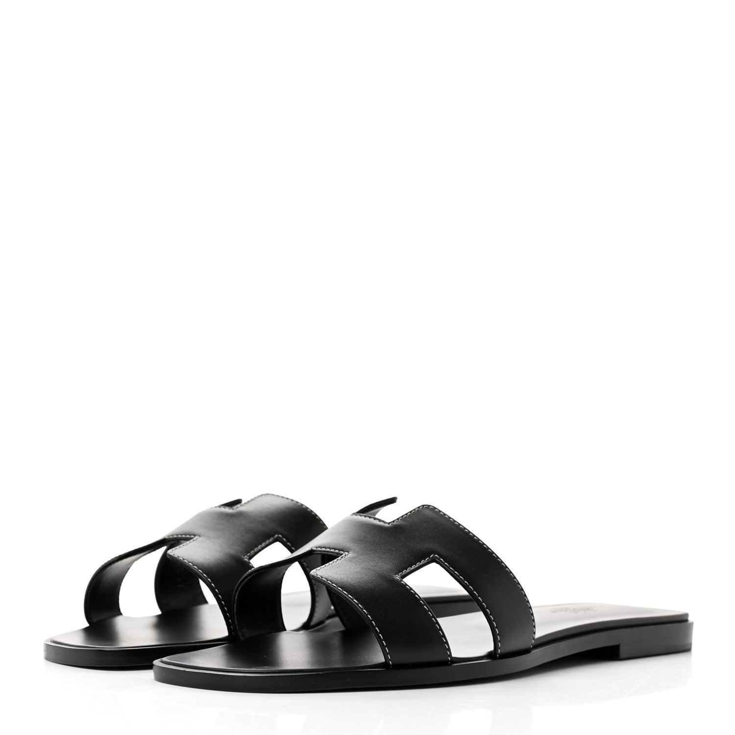 Hermes Box Calfskin Oran Sandals 40 Black 3 of 8