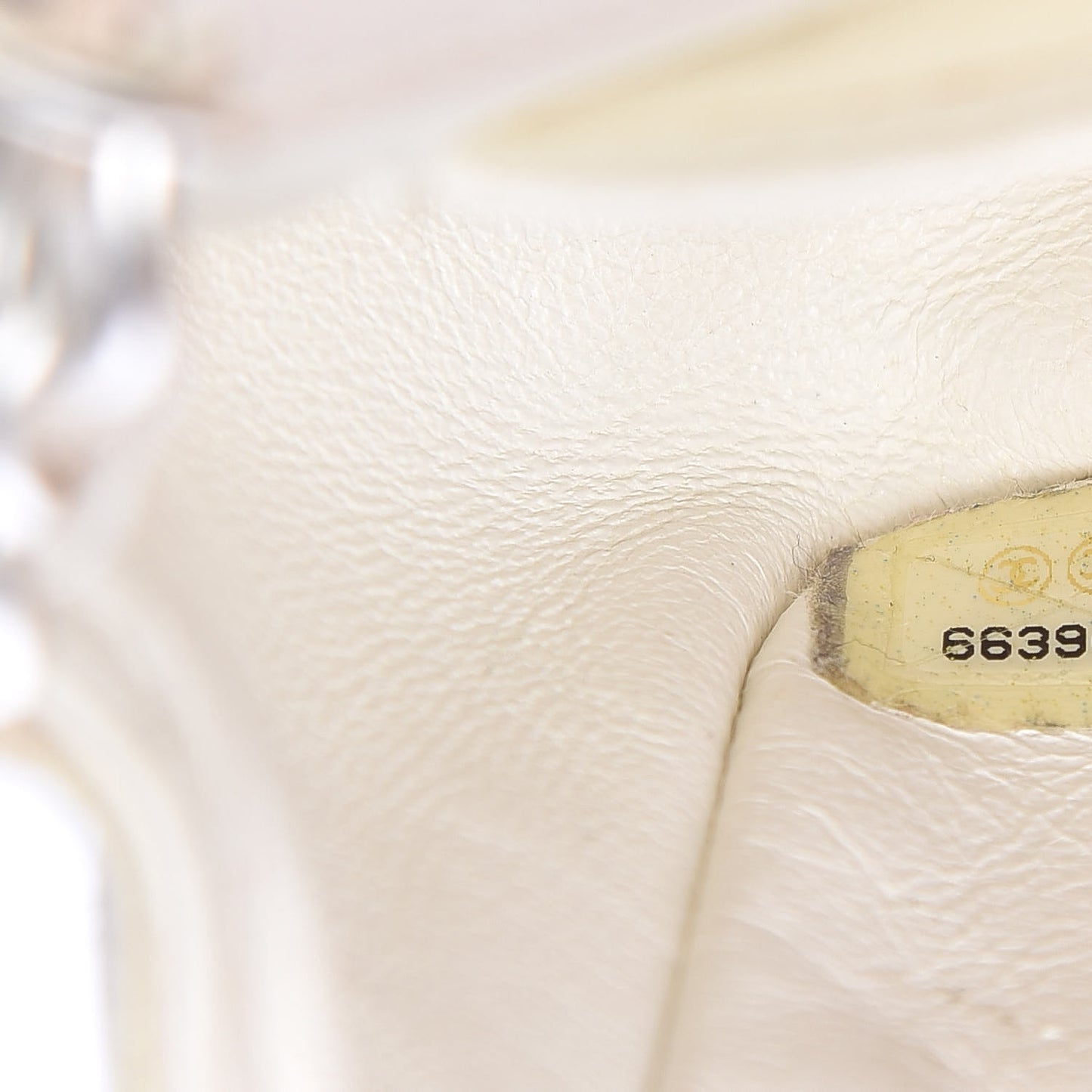 Metallic Lambskin Quilted Extra Mini Rectangular Flap Ivory