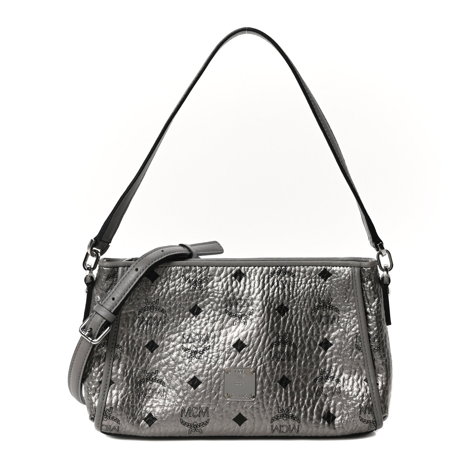 MCM ボディバッグ　シルバー MCM Metallic Visetos Crossbody Bag Silver 1787461 – FASHIONPHILE
