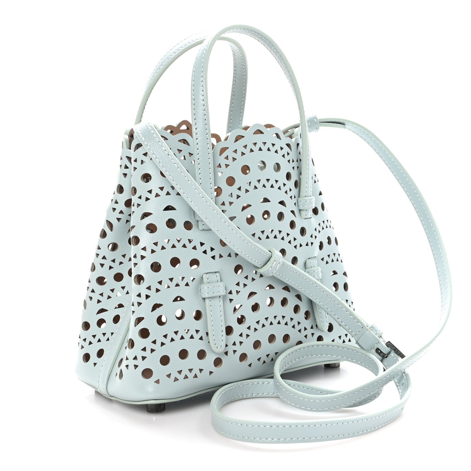 Alaia Calfskin Vienne Wave Mina 16 Bag Gris Vert 3 of 9