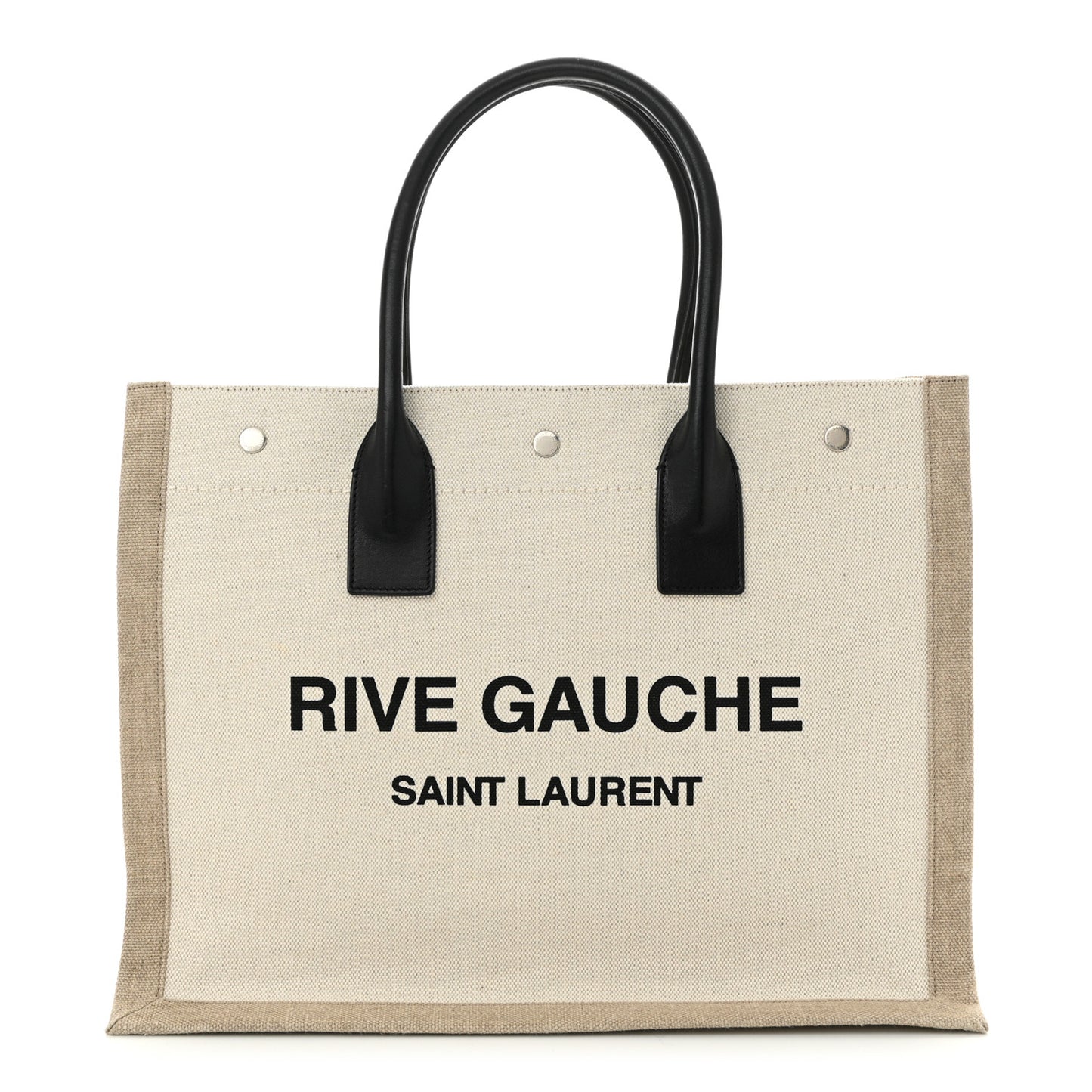 Linen Calfskin Small Rive Gauche Tote Greggio Natural