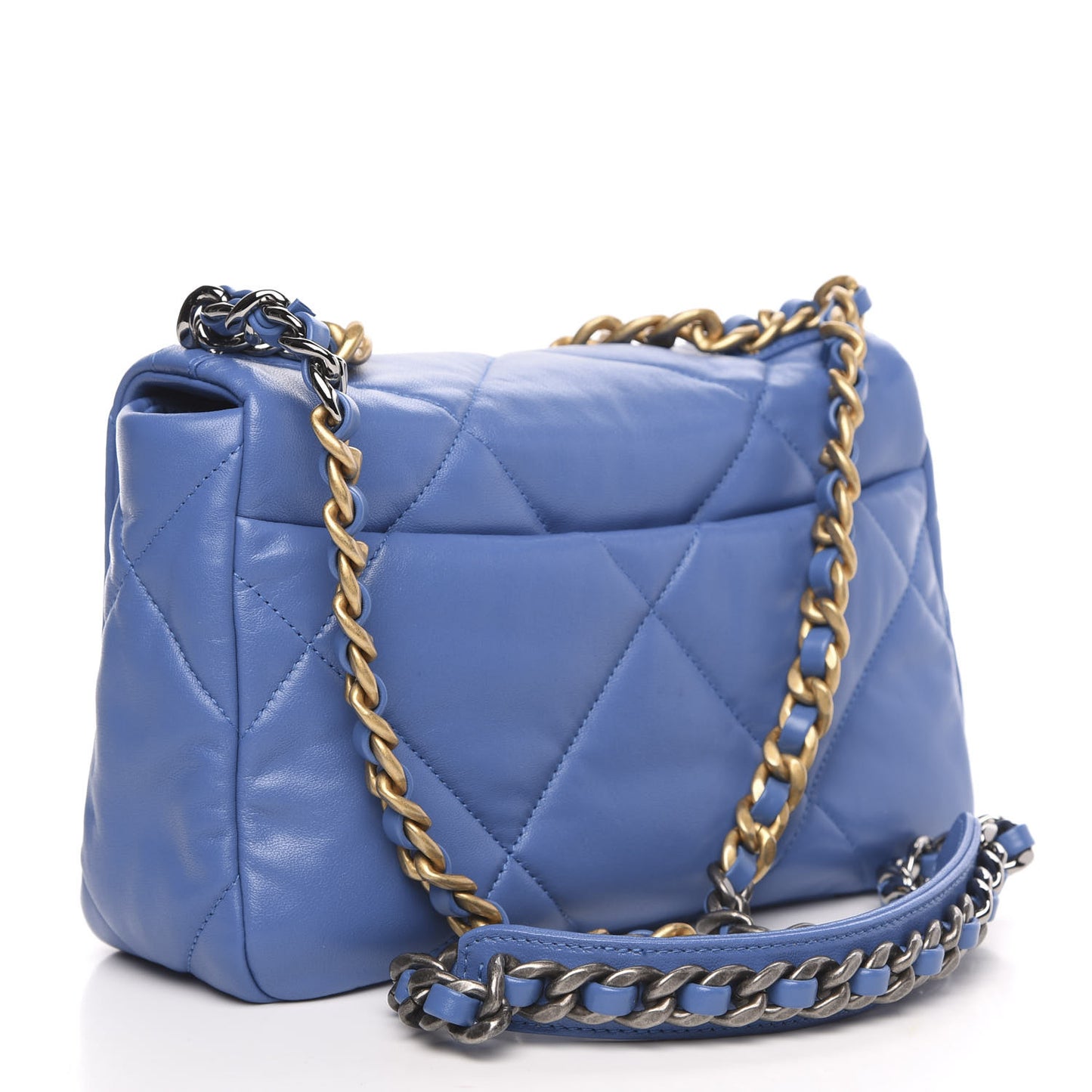 Lambskin Quilted Medium 19 Flap Blue
