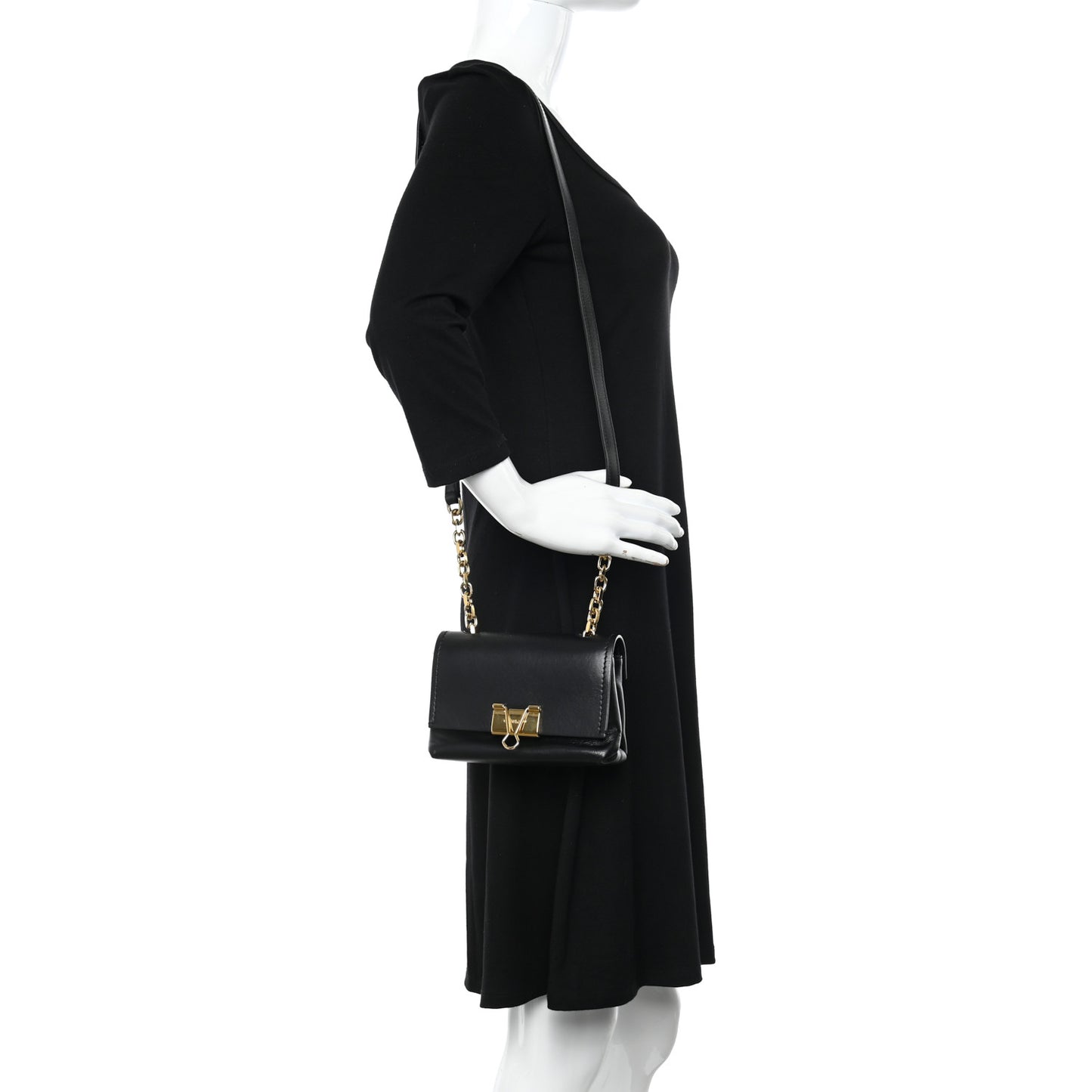 Calfskin Small Binder Clip Crossbody Black