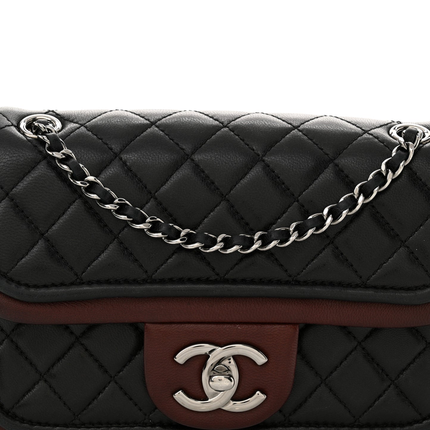 Lambskin Classic Twist Mini Rectangular Flap Black Burgundy