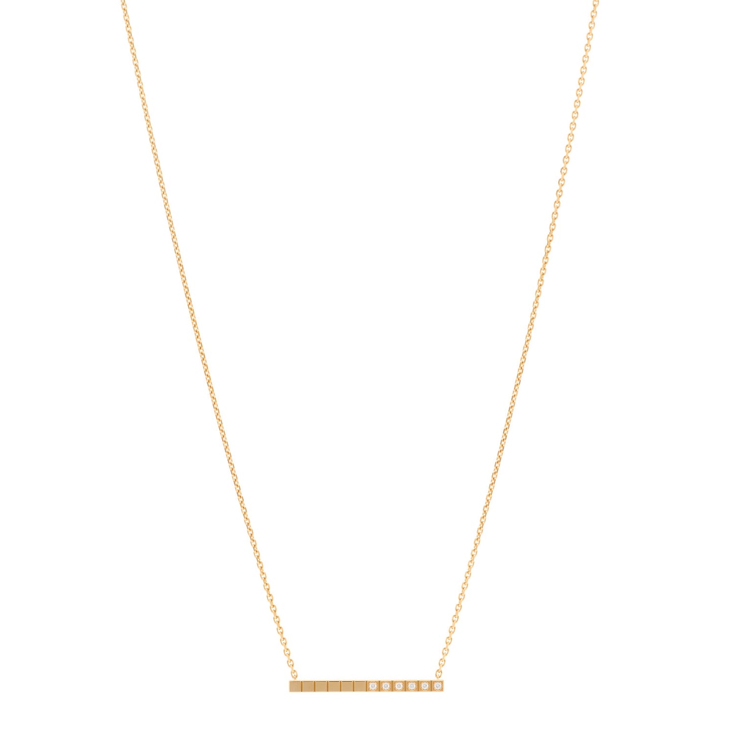 18K Gold Yellow Diamond Ice Cube Pure Necklace