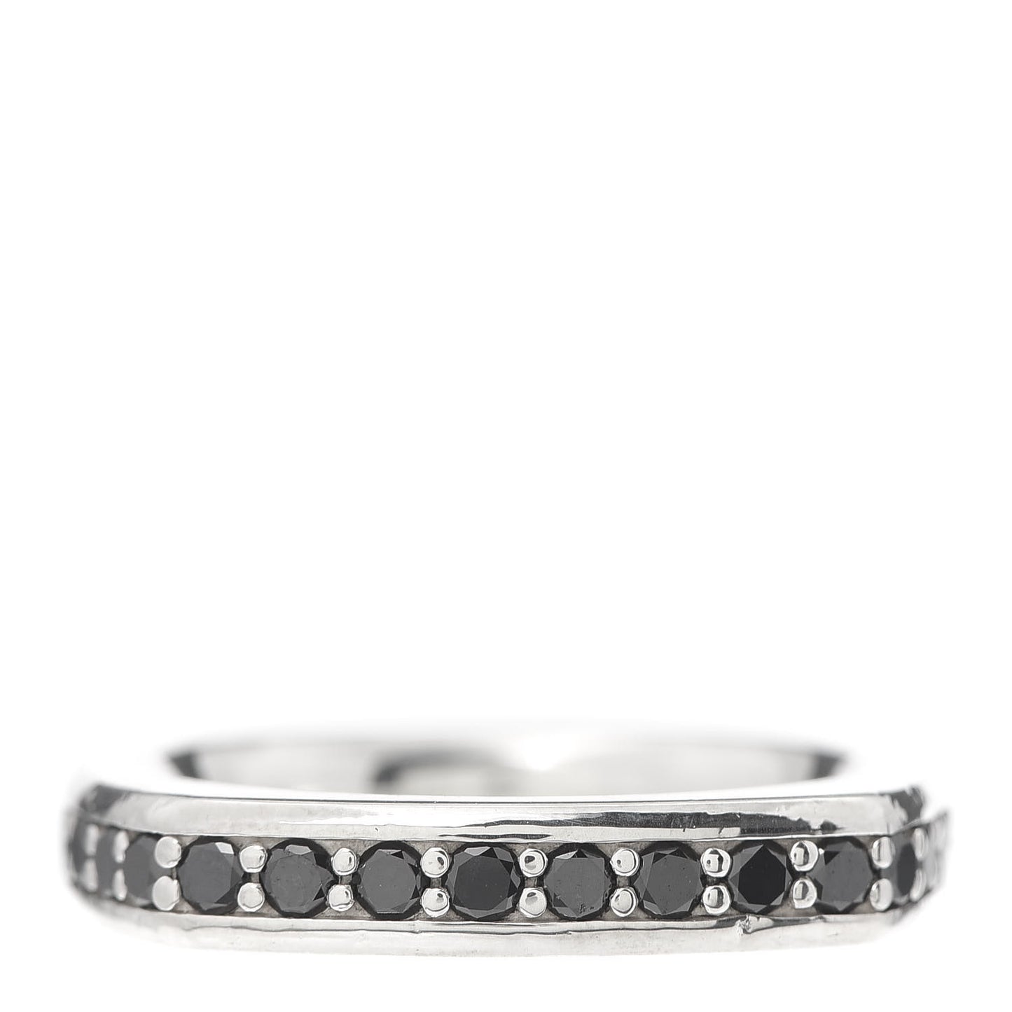 Sterling Silver Black Diamond Square Band Ring 56 7.5