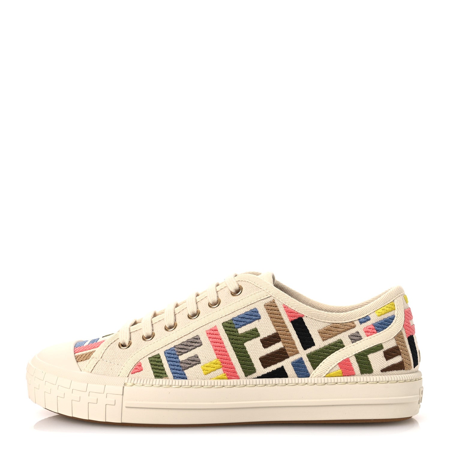 FENDI レディース　スニーカー　37 Fendi Kuban Canvas FF Womens Domino Low Top Sneakers 37 Grezzo