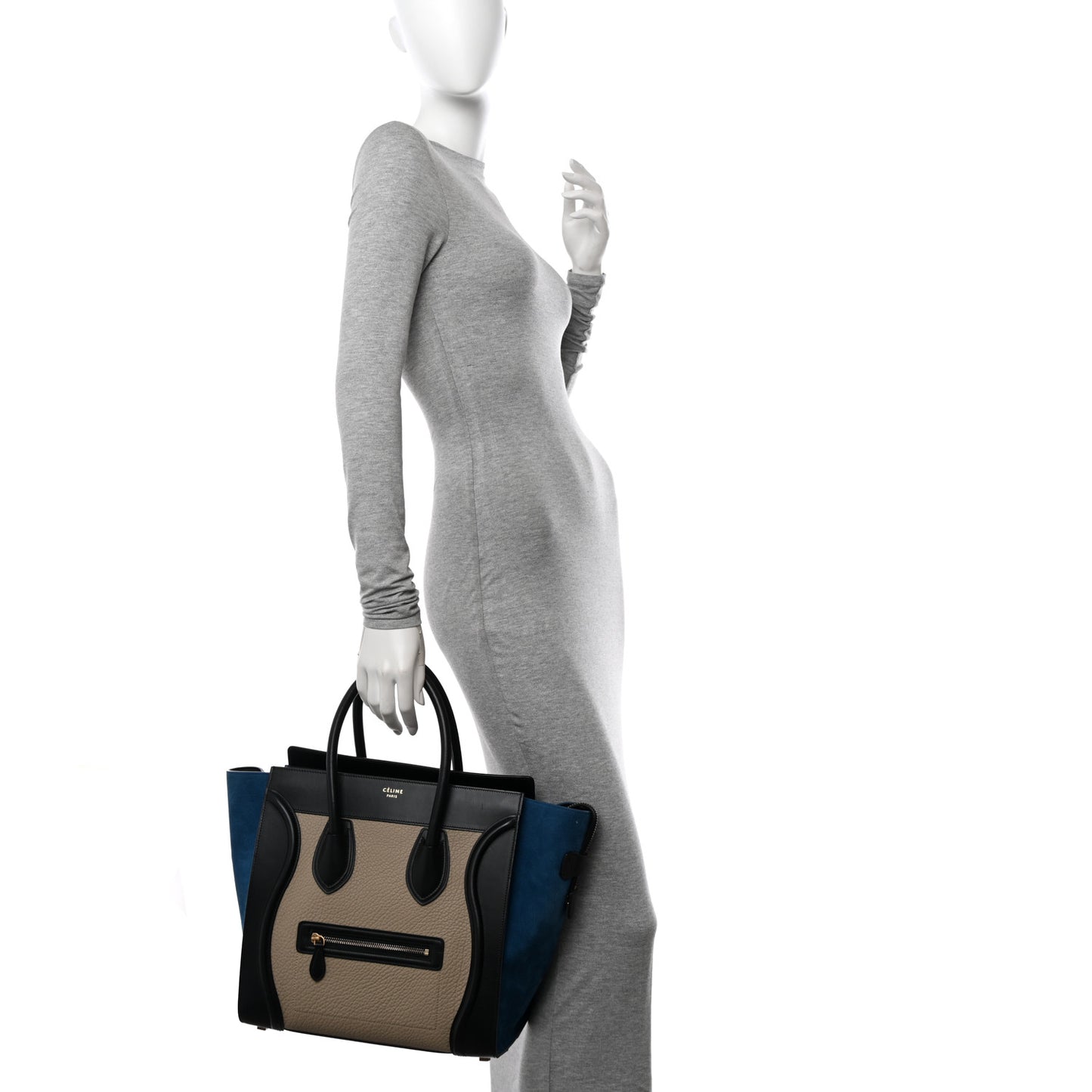Bullhide Calfskin Suede Mini Tri-Color Luggage Light Taupe