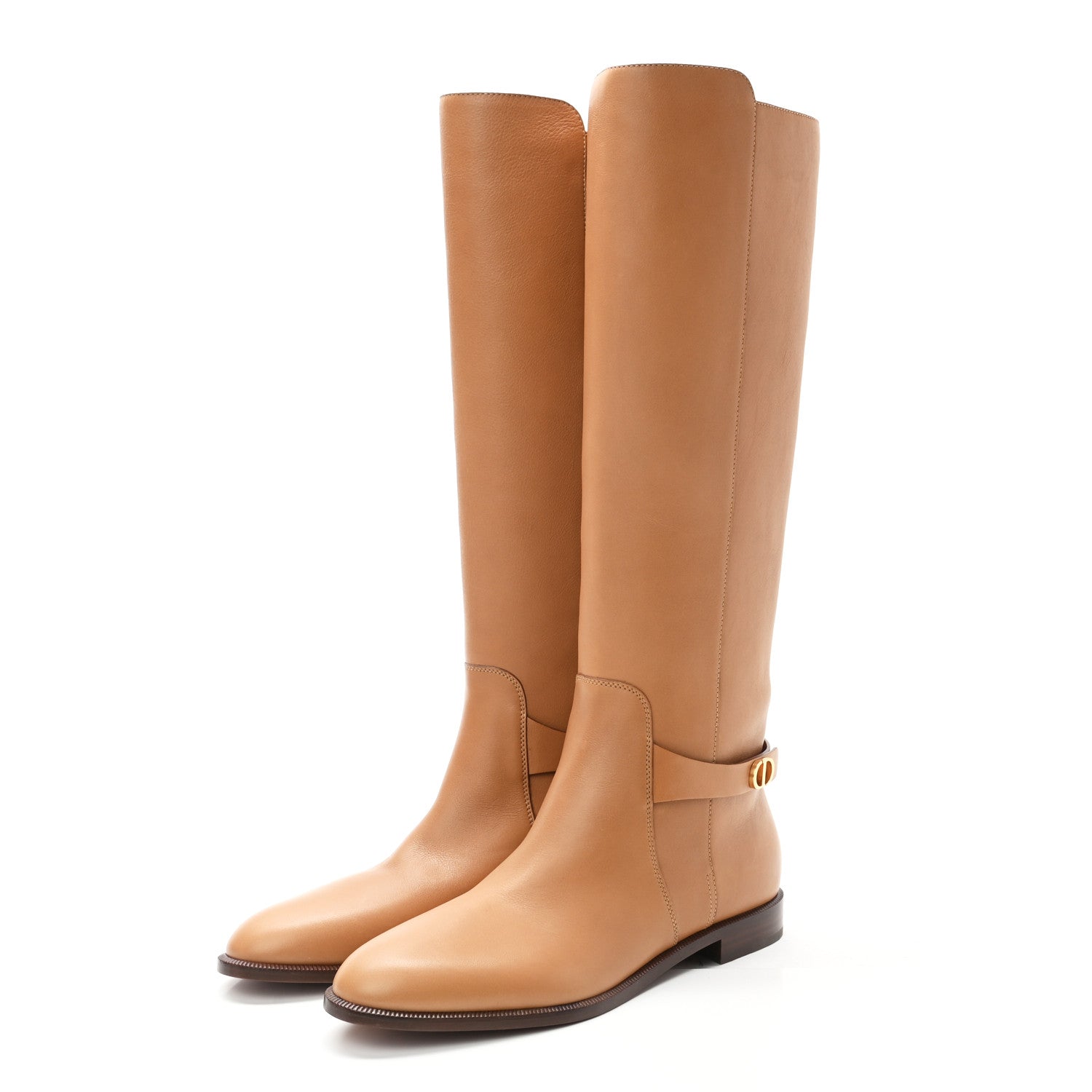 Christian Dior Soft Calfskin Empreinte High Boot 39.5 Ochre Brown 3 of 9