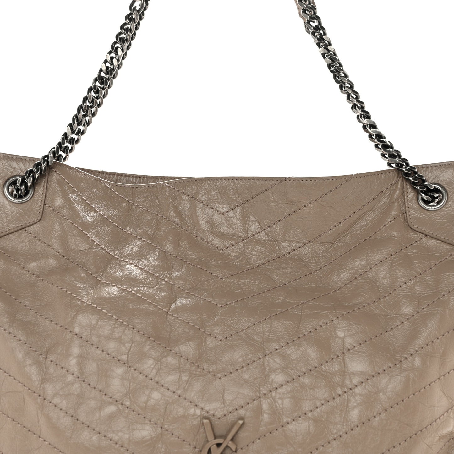 Crinkled Calfskin Matelasse Monogram Large Niki Shopper Tote Dusty Grey