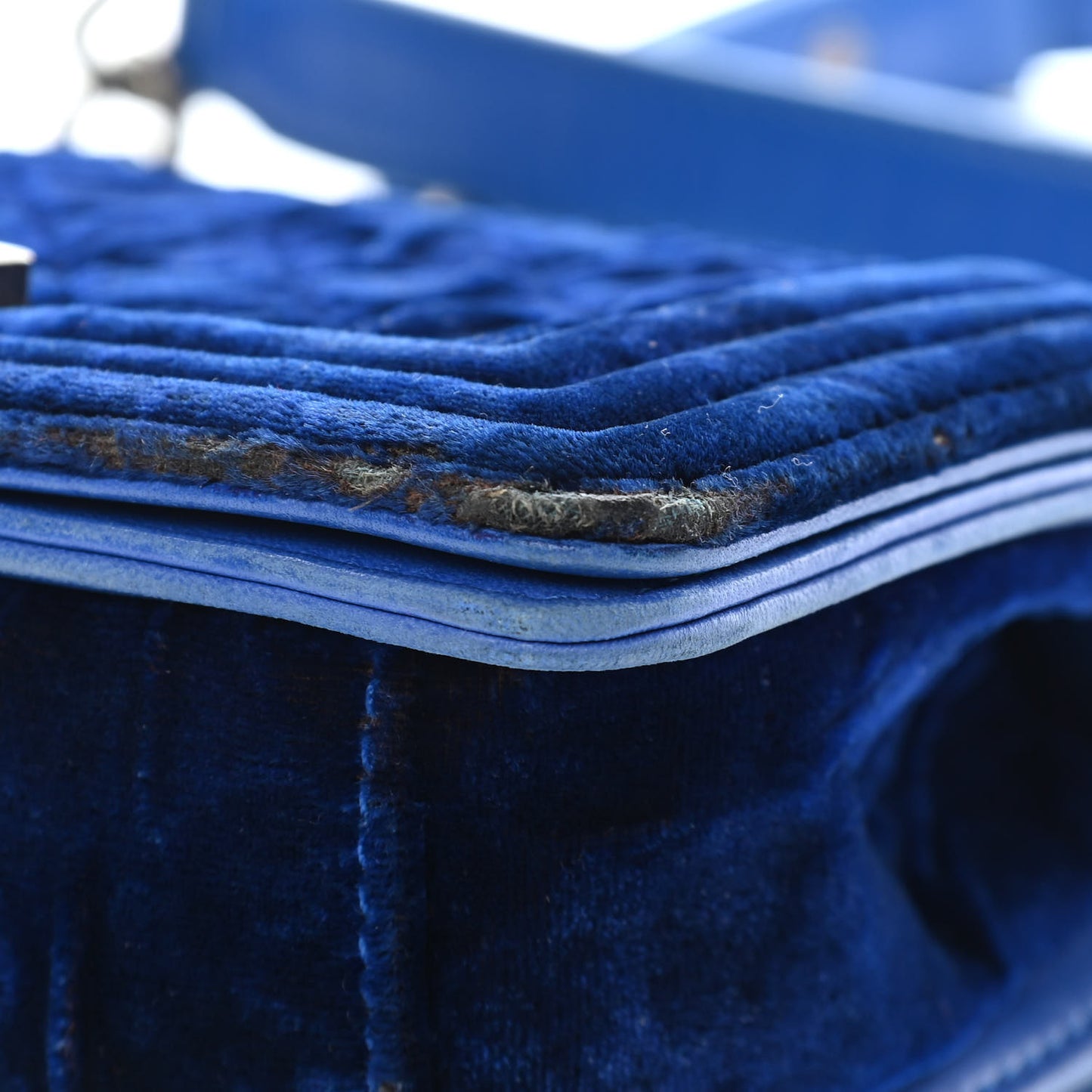 Velvet Quilted Small Boy Flap Blue