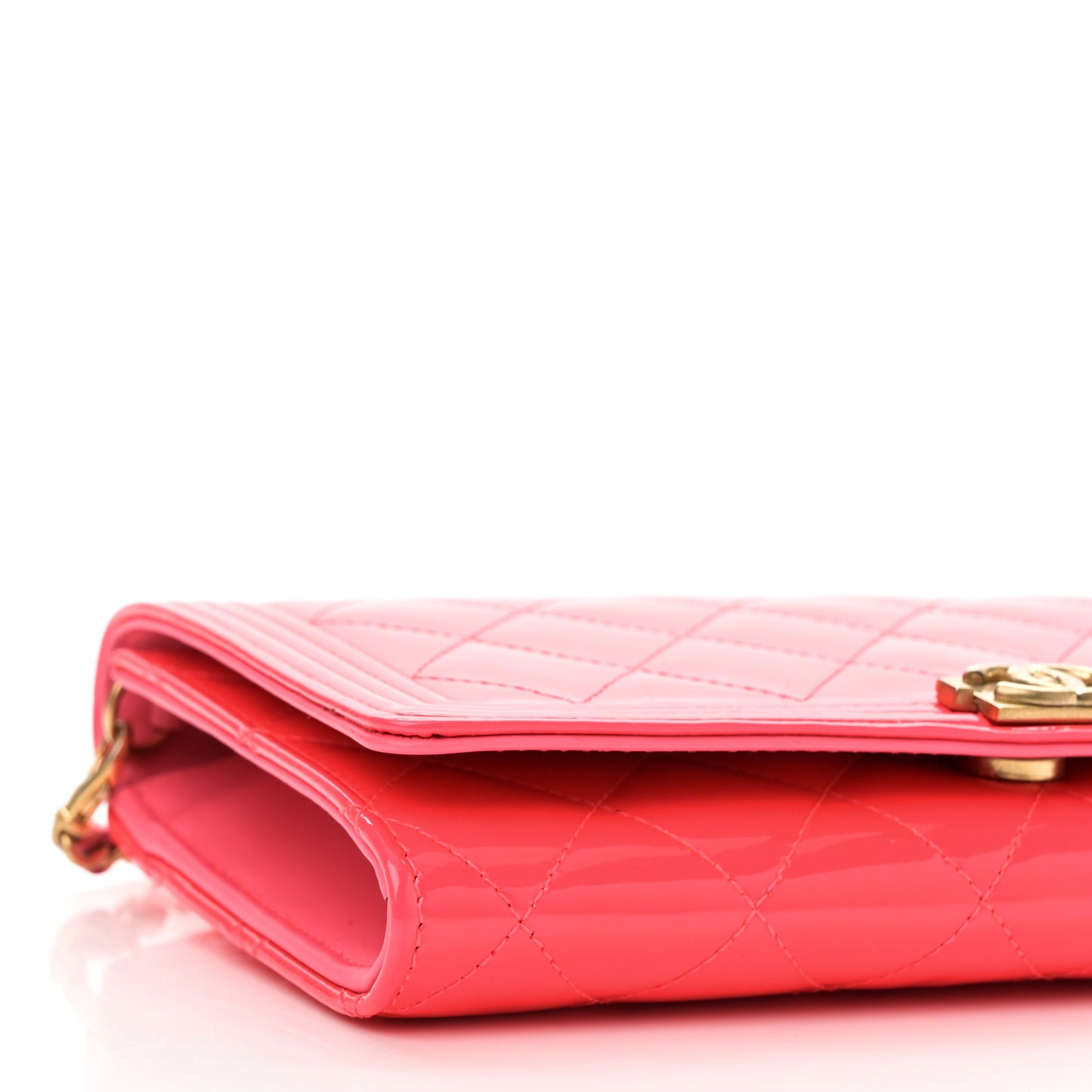 Patent Quilted Boy Wallet On Removable Chain WOC Pink