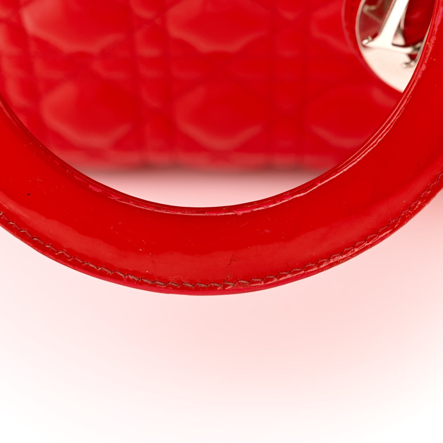 Patent Cannage Whipstitch Medium Lady Dior Red