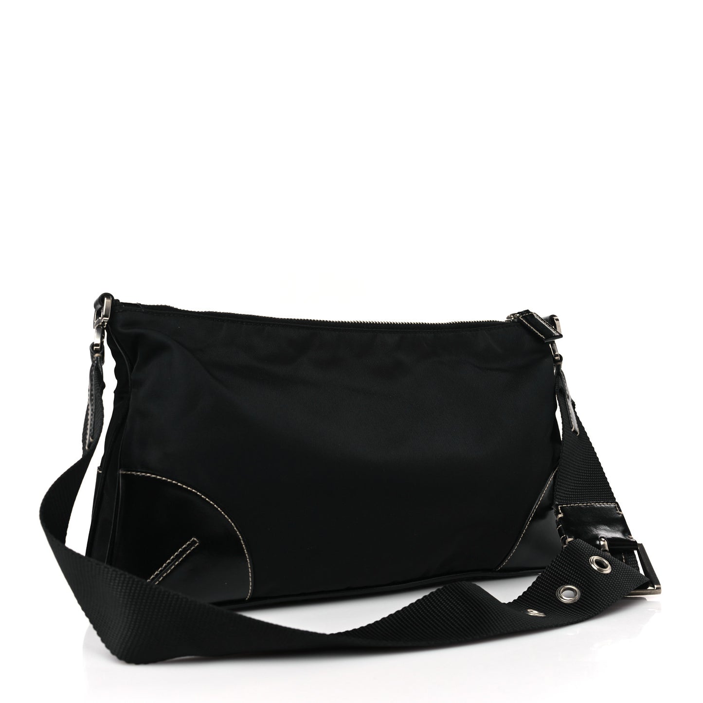 Tessuto Light Nylon Soft Calf Shoulder Bag Black