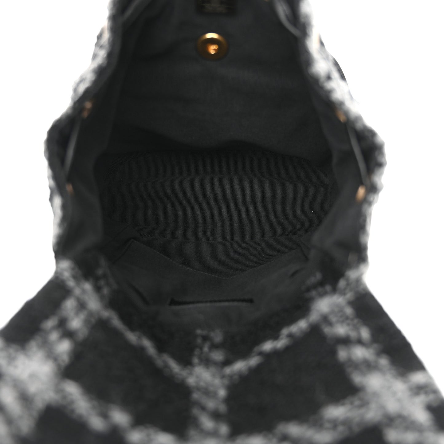 Wool Tweed Elegant Backpack Black Grey