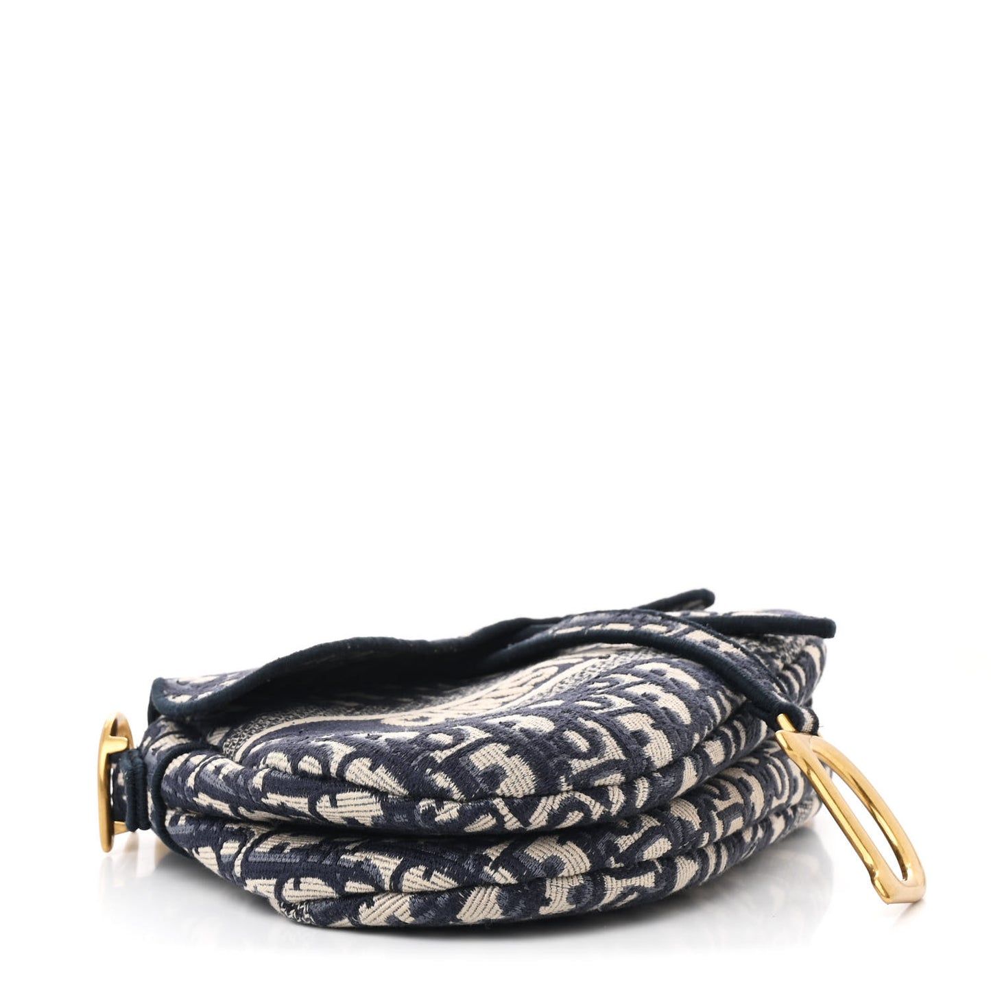 Oblique Embroidered Saddle Bag Blue
