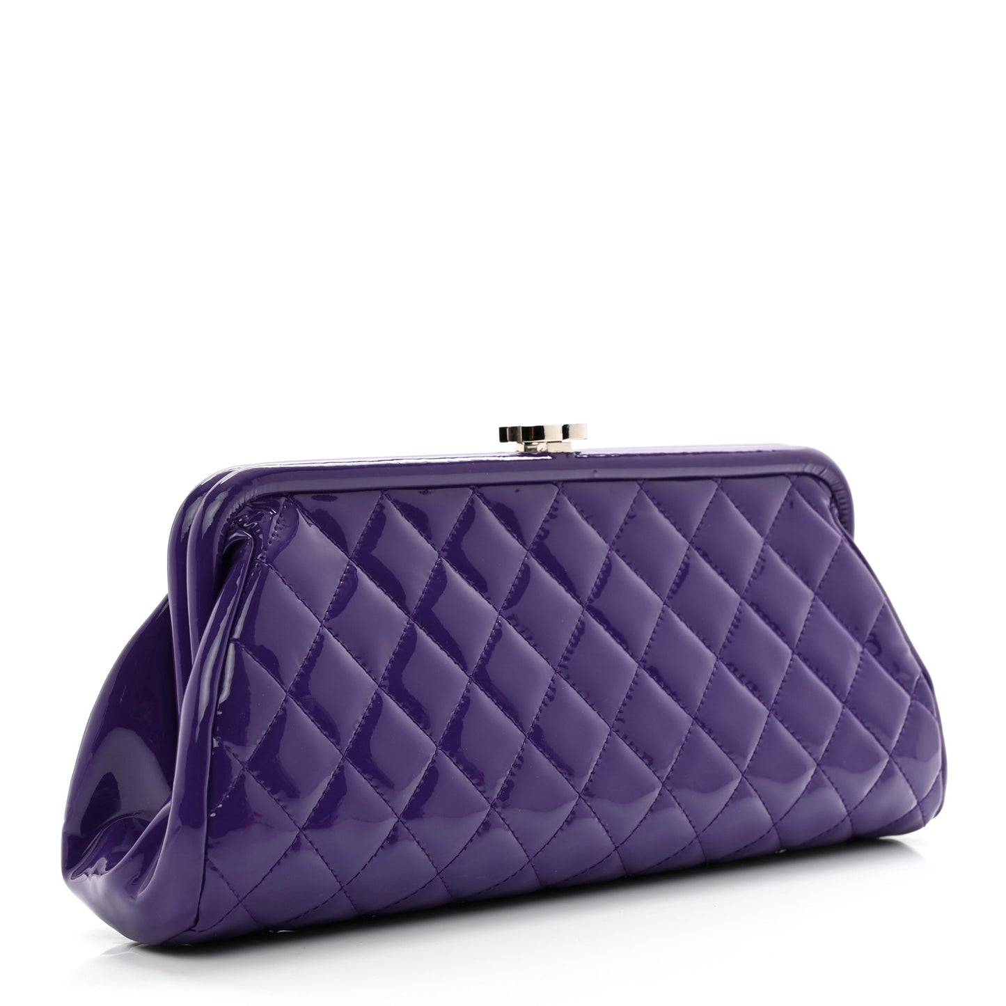 Patent Quilted Timeless Clutch Purple