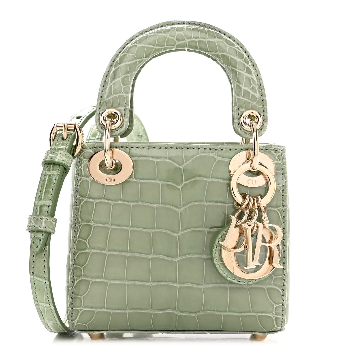 Christian Dior Shiny Crocodile Micro Lady Dior Green 1425092