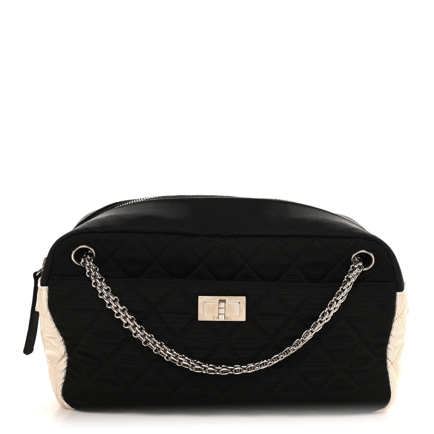 Chanel Jersey Reissue Quilted Camera Case Black White 1837425