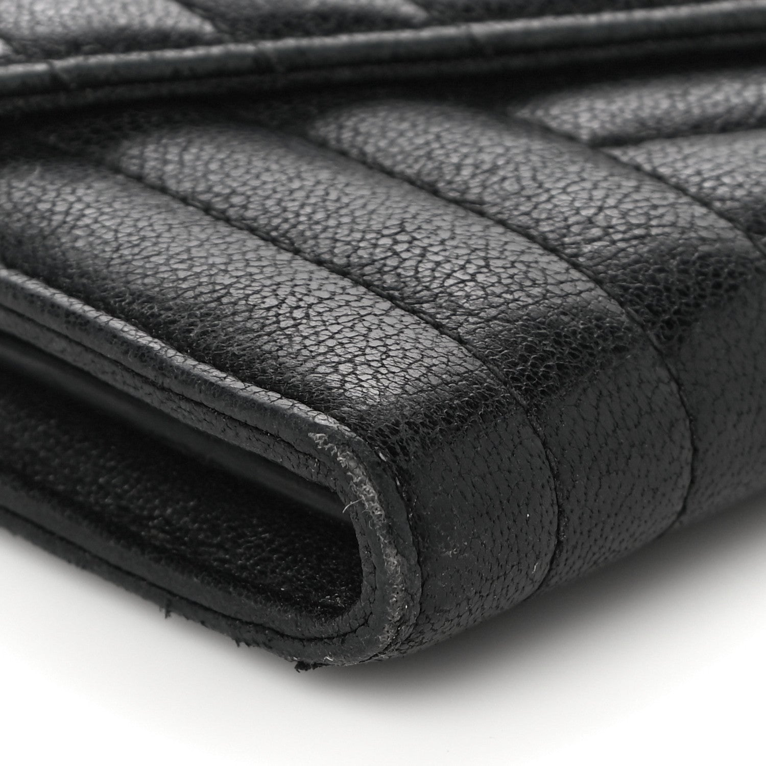 Saint Laurent Lambskin Mixed Matelasse Quilted Large Monogram Envelope Wallet Black 8 of 16