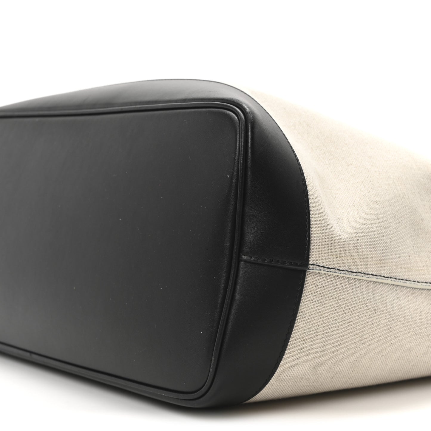 Canvas Calfskin Medium Charming Tote Natural Black