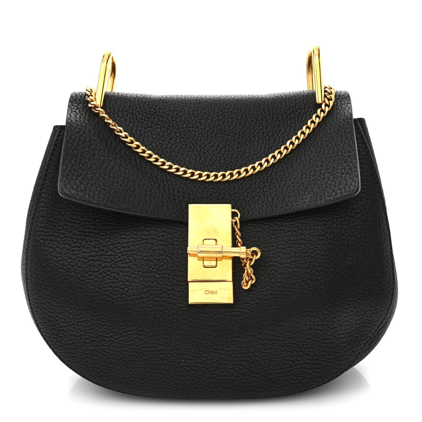 Grained Lambskin Drew Shoulder Bag Black