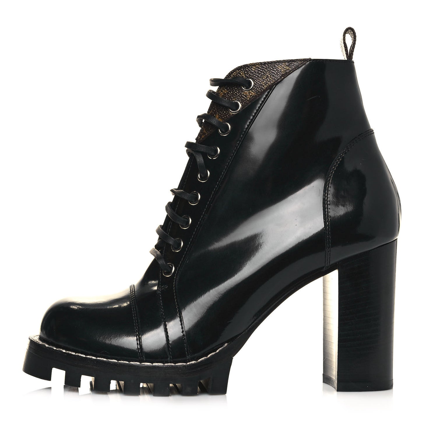Patent Calfskin Monogram Star Trail Ankle Boots 41 Black