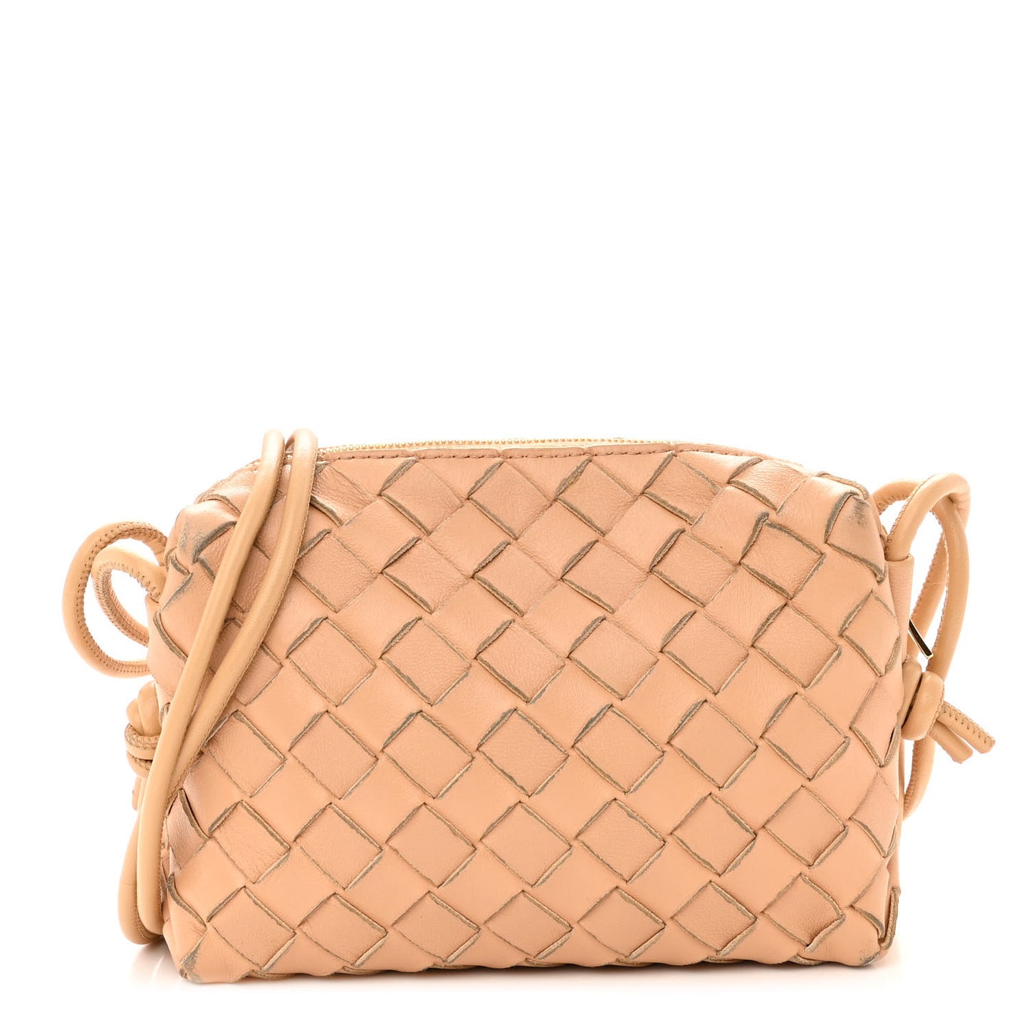Nappa Calfskin Intrecciato Mini Loop Crossbody Almond