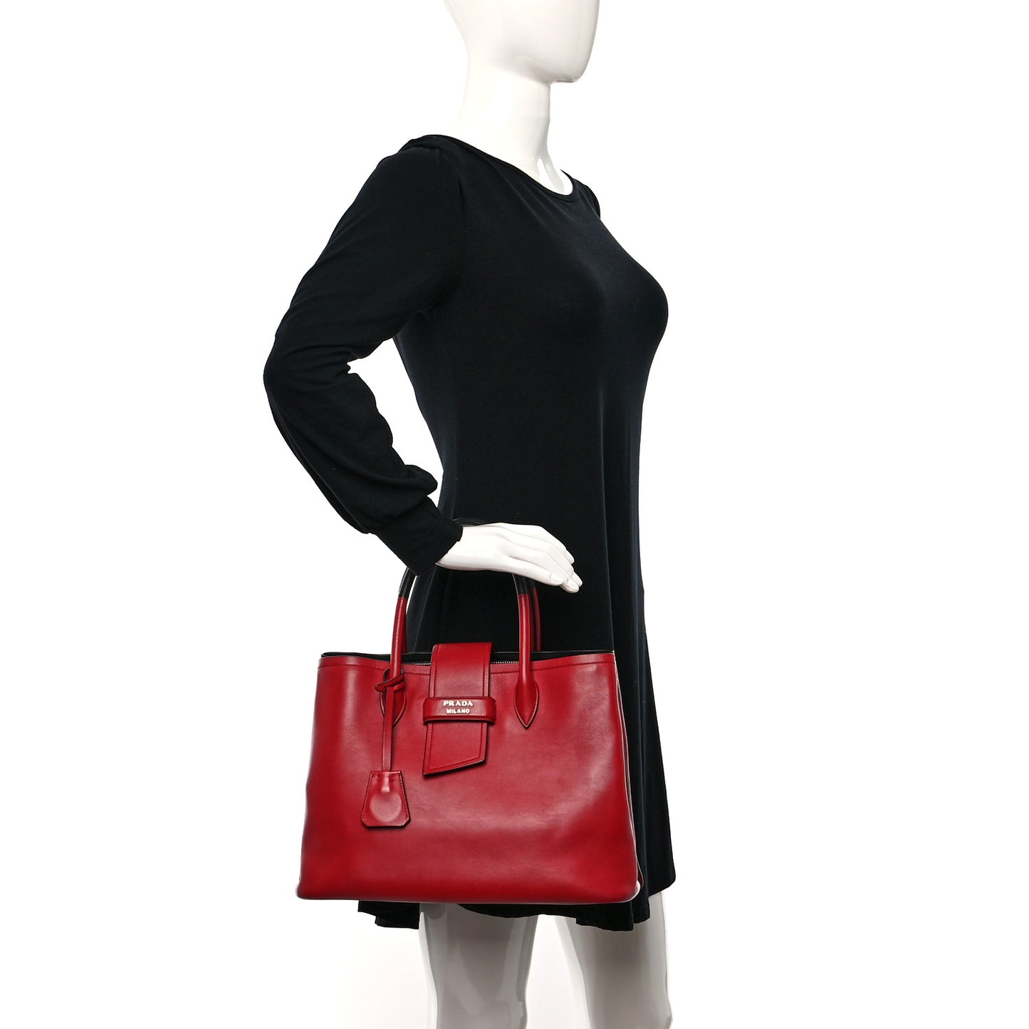 Soft Calfskin Ribbon Tote Rosso Black