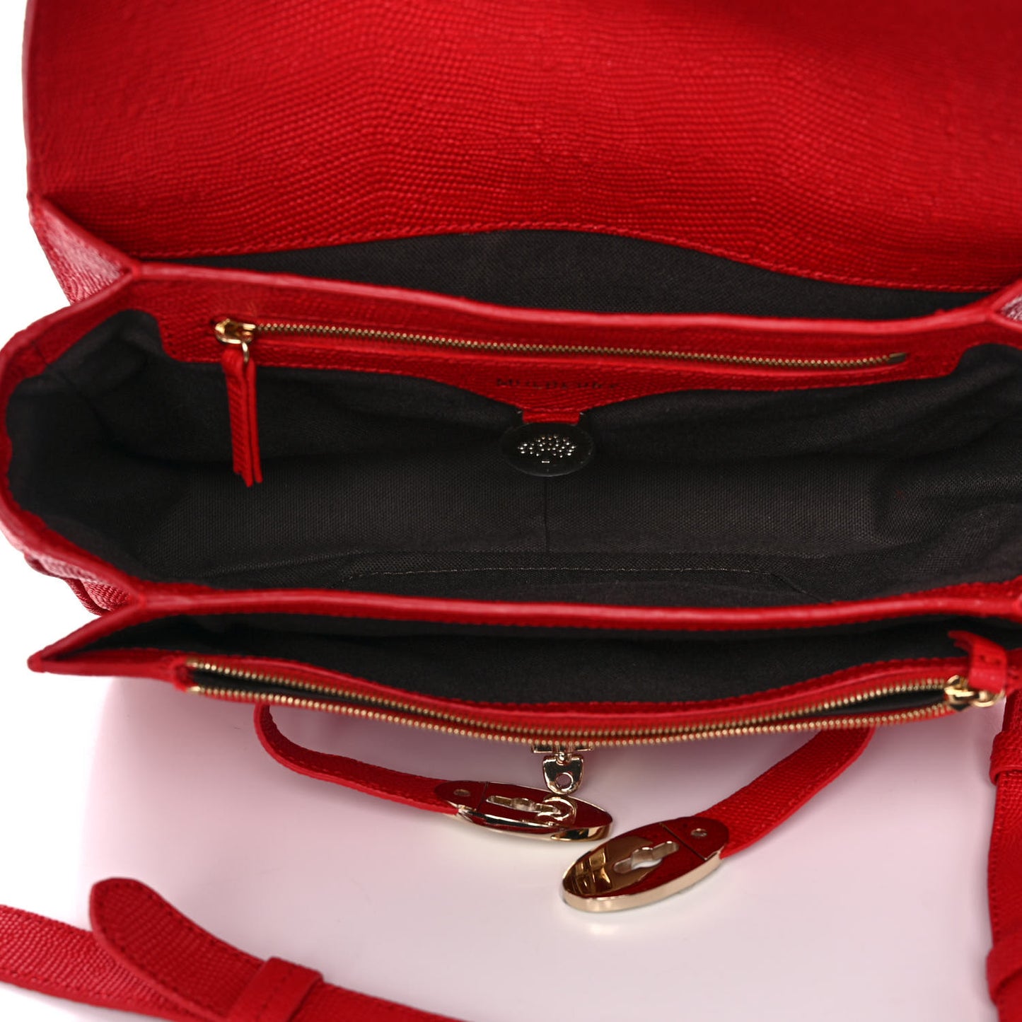 Lizard Embossed Calfskin Bayswater Shoulder Bag Bright Red