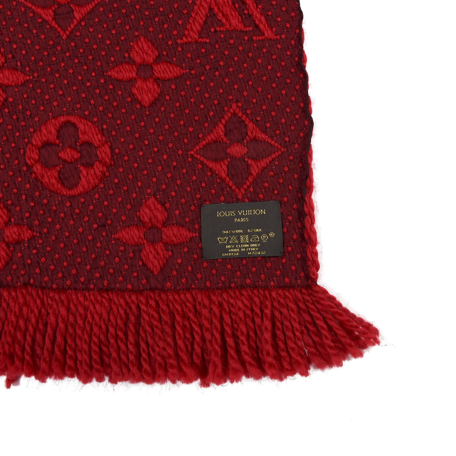 Louis Vuitton Wool Silk Logomania Scarf Rubis 3 of 3
