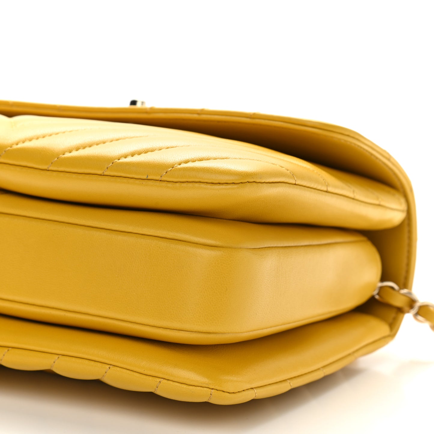 Lambskin Chevron Quilted Small Trendy CC Dual Handle Flap Bag Yellow