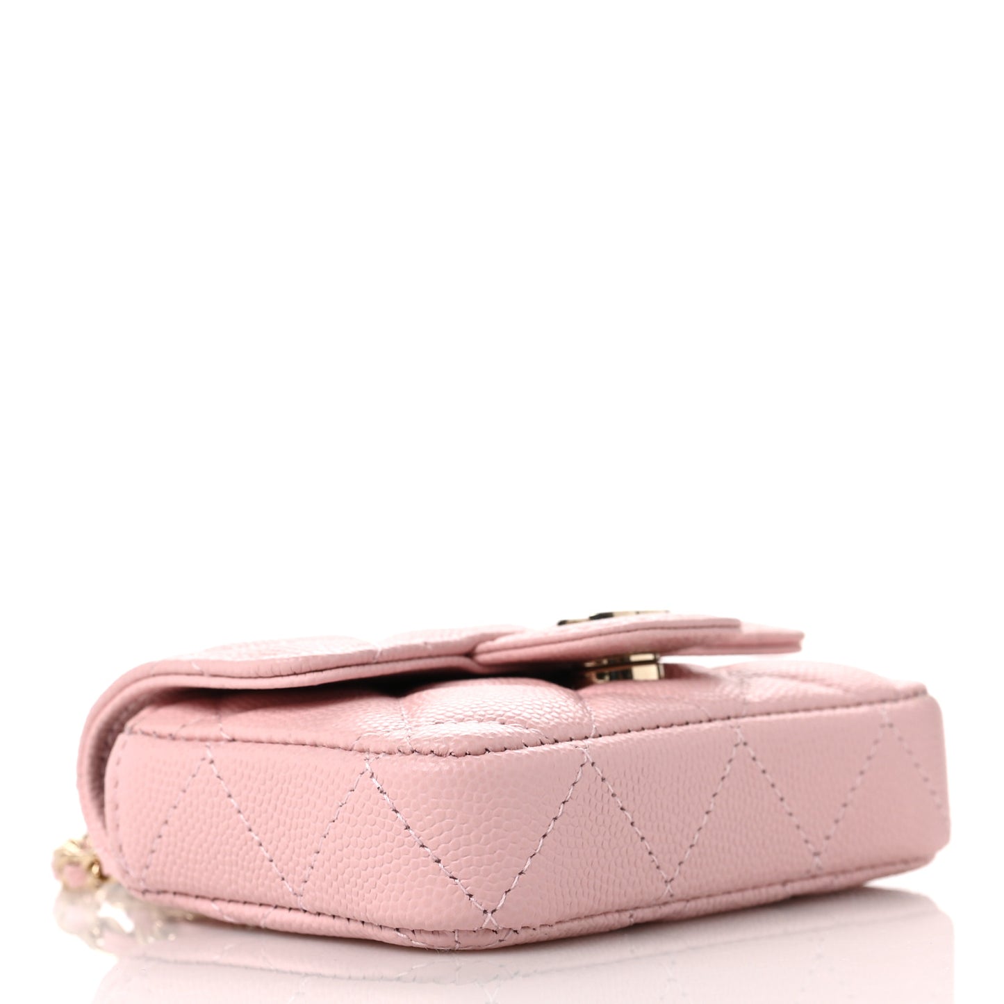 Caviar Quilted Flap Chain Waist Bag Pink