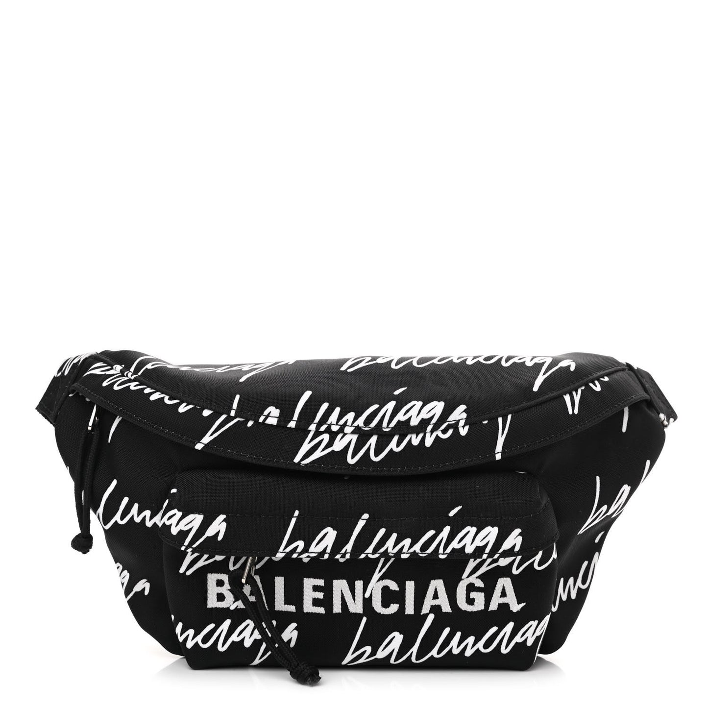 Recycled Sport Nylon Scribble Logo Wheel Beltpack Black White