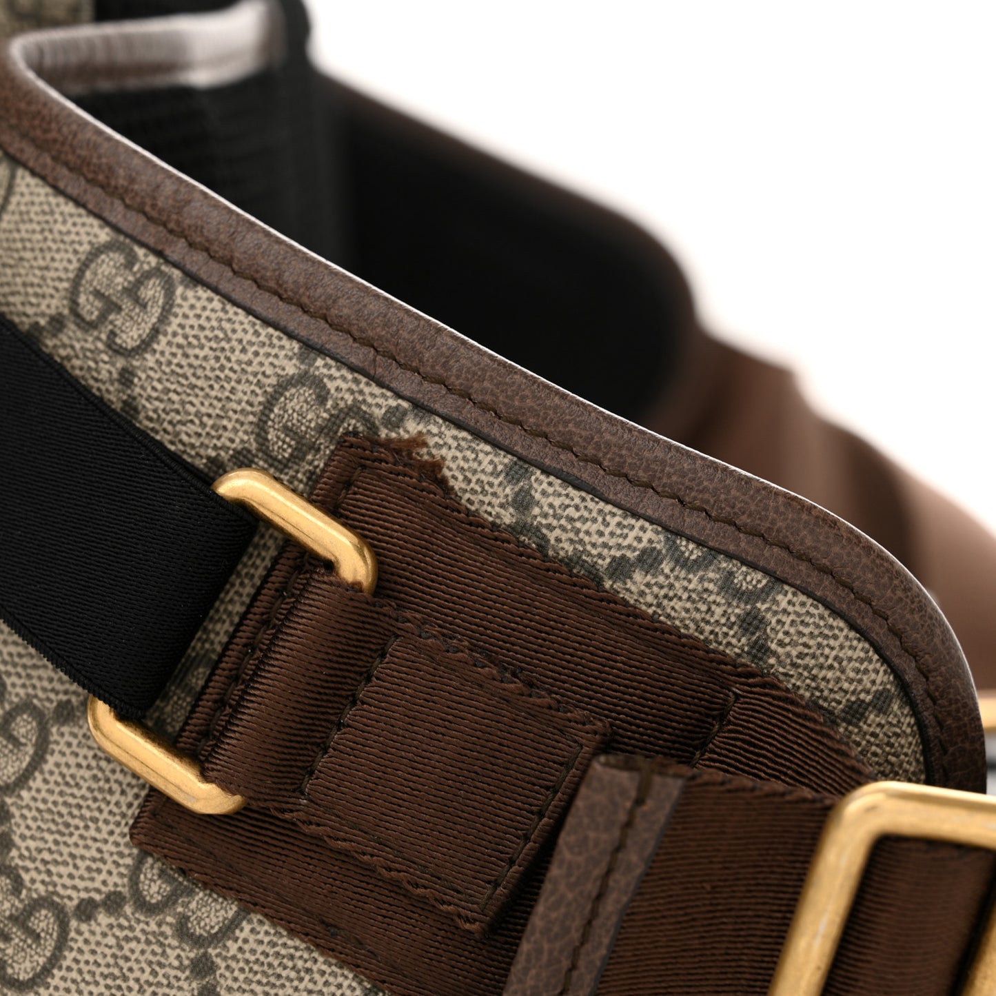 Soft GG Supreme Monogram Textured Dollar Calfskin Web Ophidia Pouch Pocket Belt Bag Beige Ebony New Acero Black