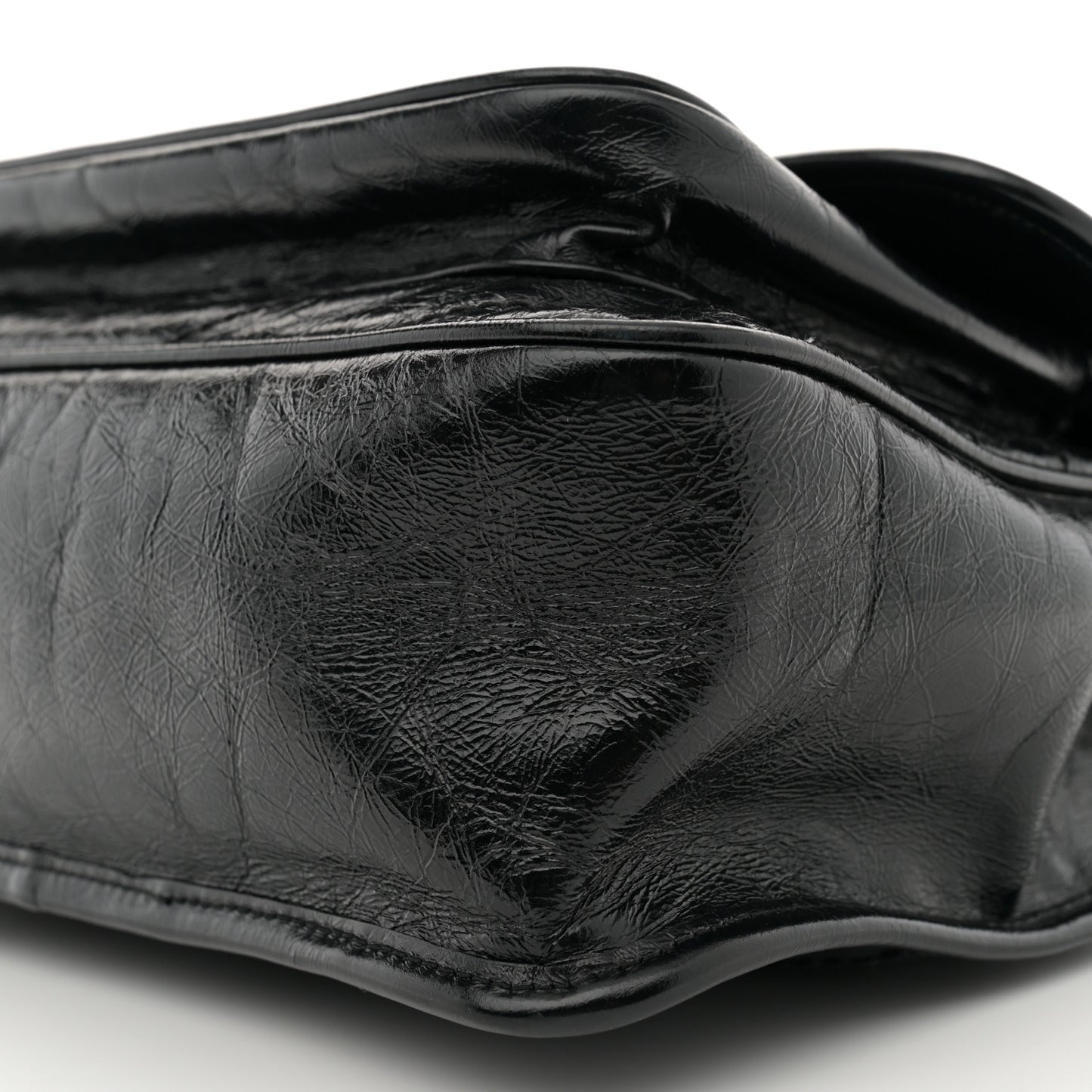 Crinkled Calfskin Matelasse Monogram Medium Niki Chain Satchel Black