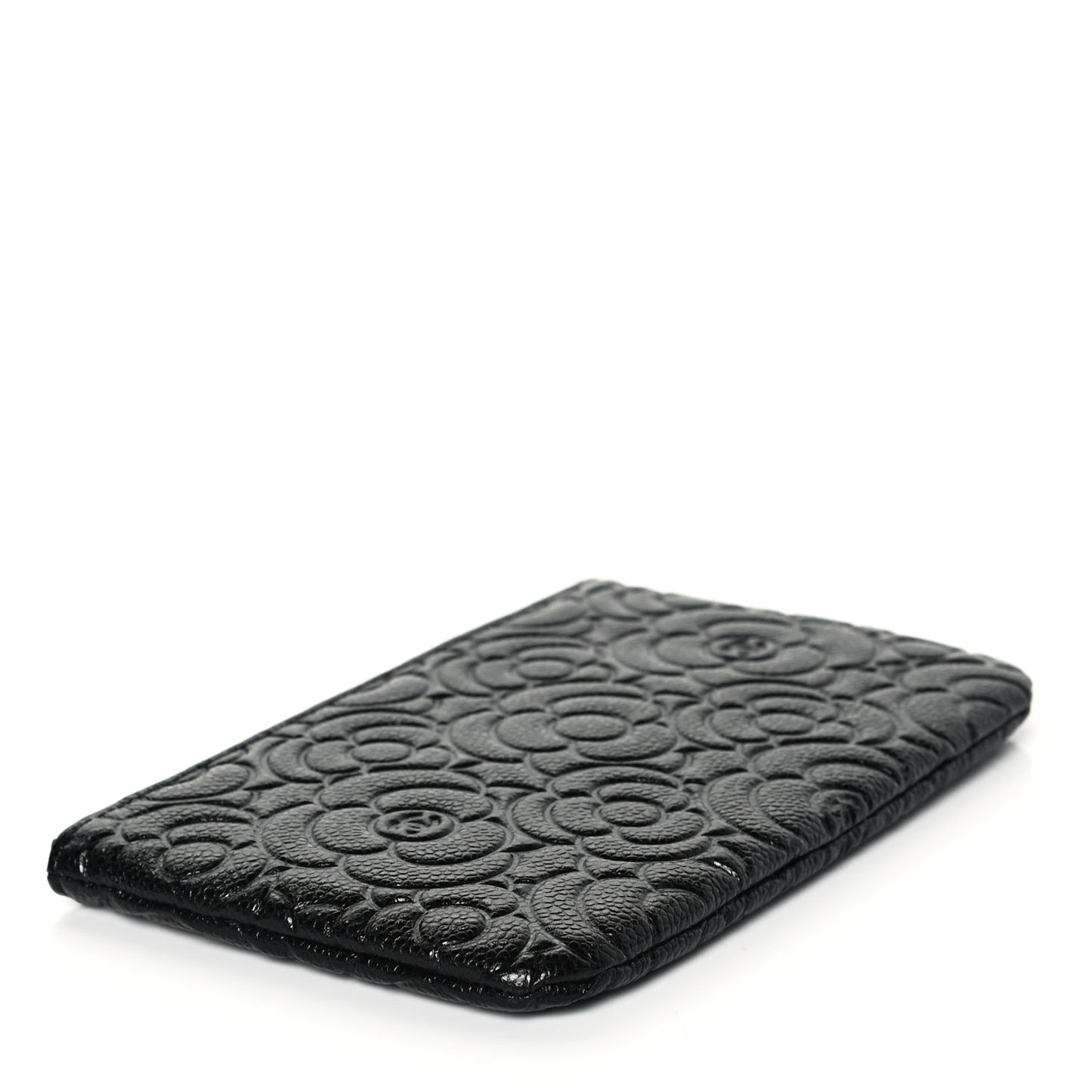 Caviar Camellia Embossed Cosmetic Pouch Black