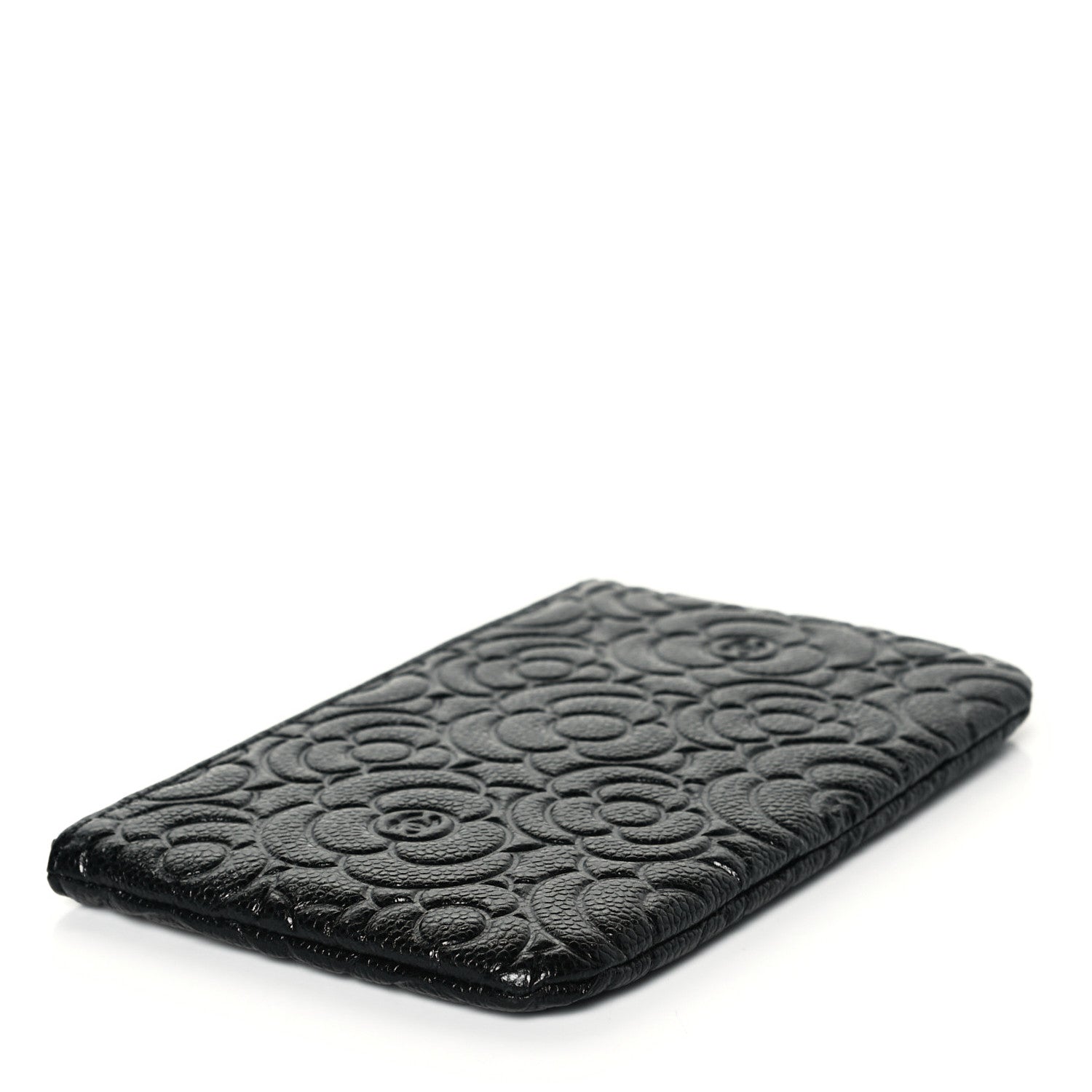 Chanel Caviar Camellia Embossed Cosmetic Pouch Black 4 of 7