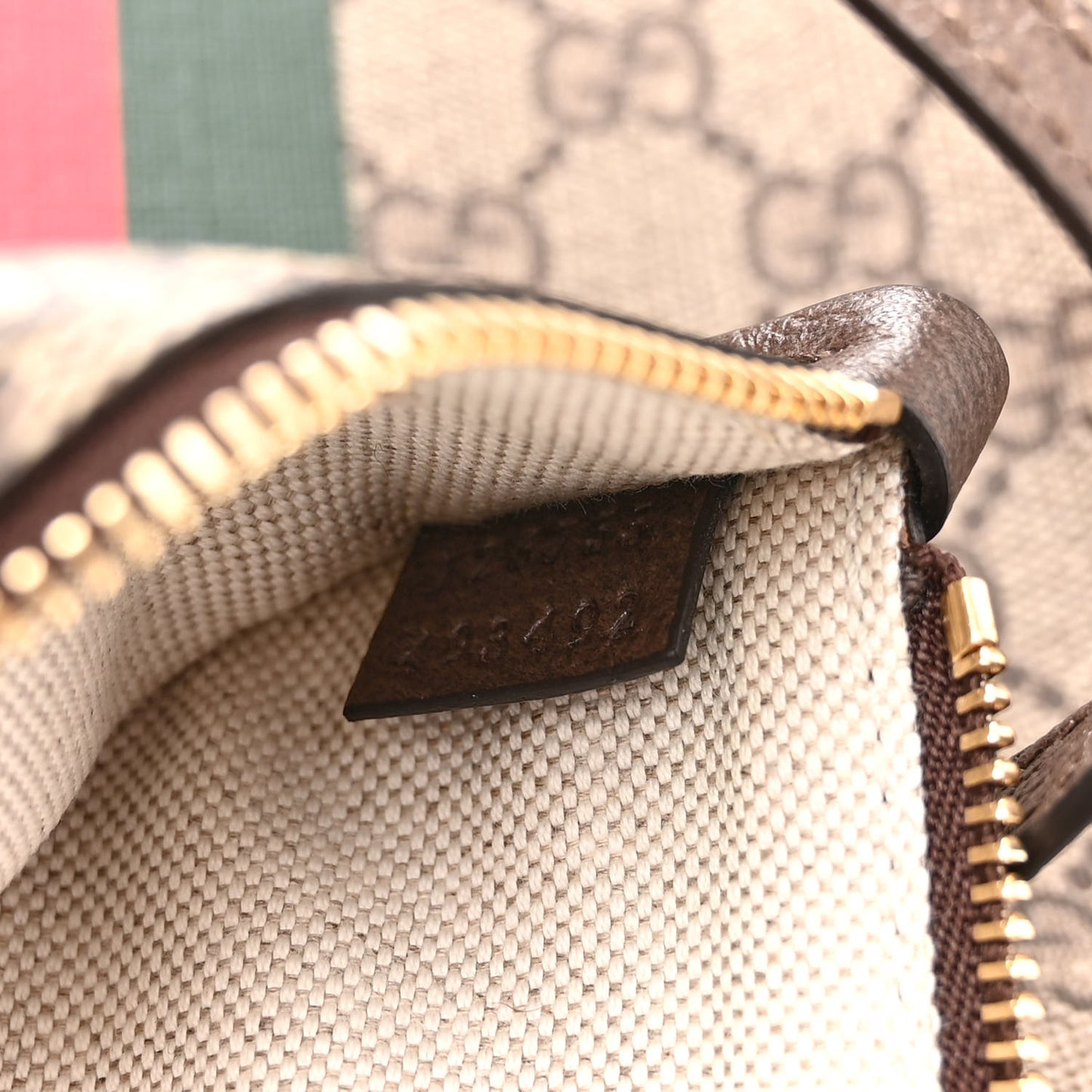 GG Supreme Monogram Textured Dollar Calfskin Web Large Ophidia Tote Beige Ebony New Acero