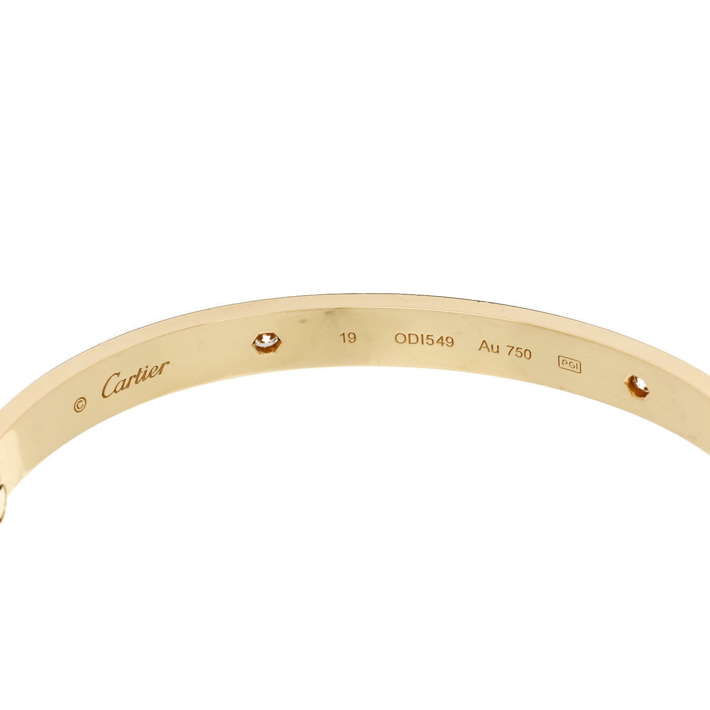 18K Yellow Gold 4 Diamond LOVE Bracelet 19