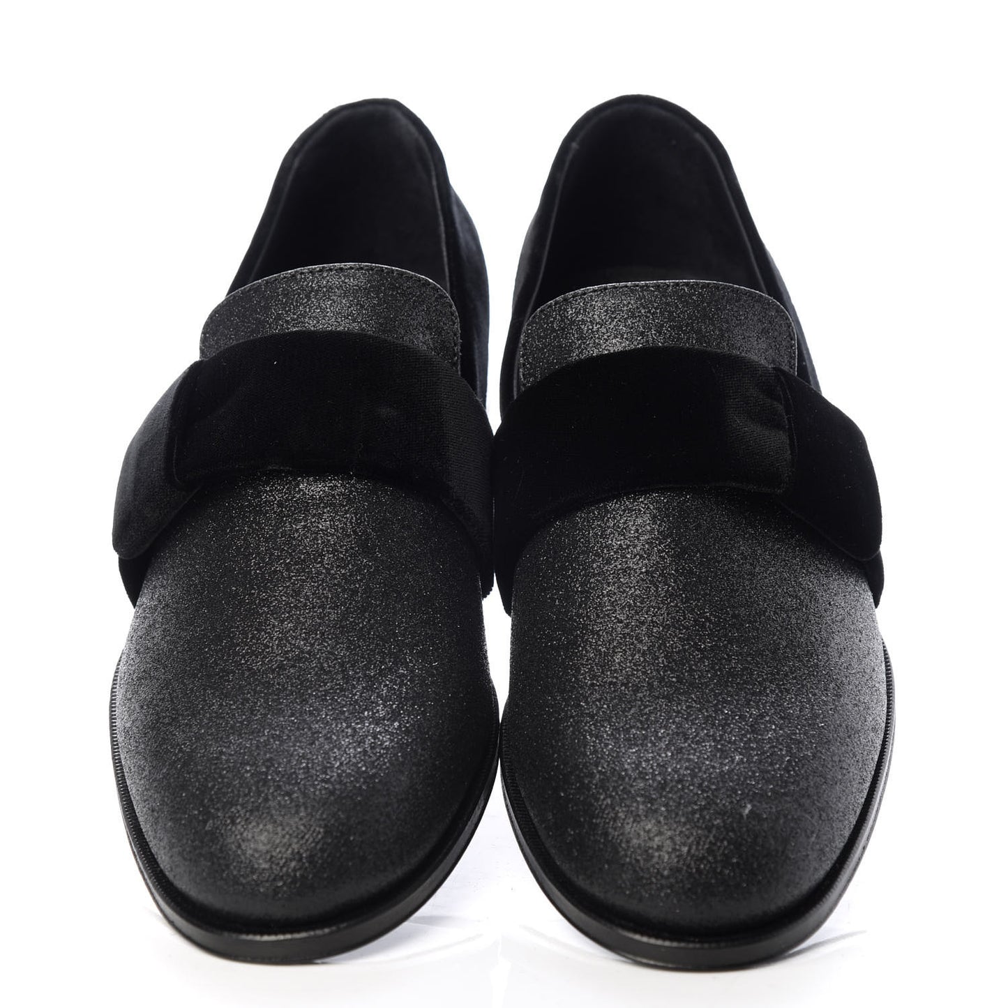 Glitter Velvet Mens John Slip On Loafers 40.5 Black