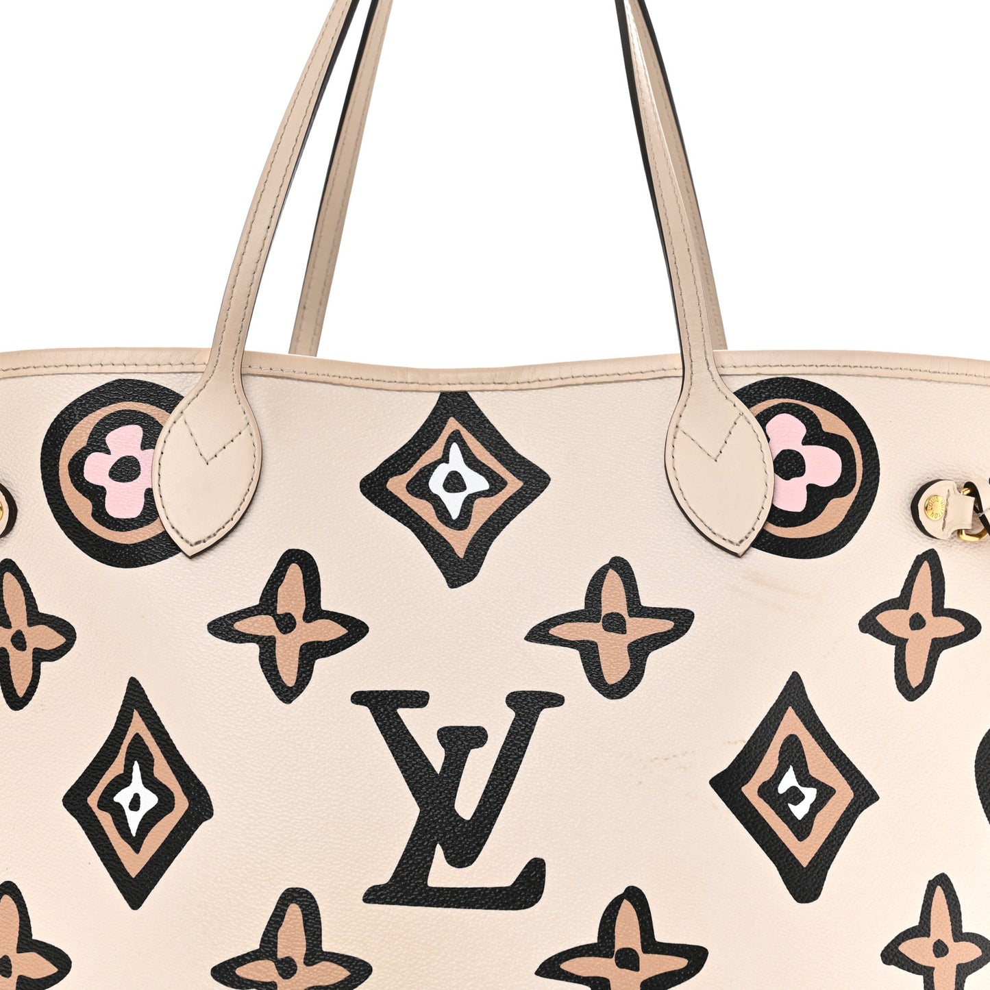 Monogram Giant Wild at Heart Neverfull MM Creme