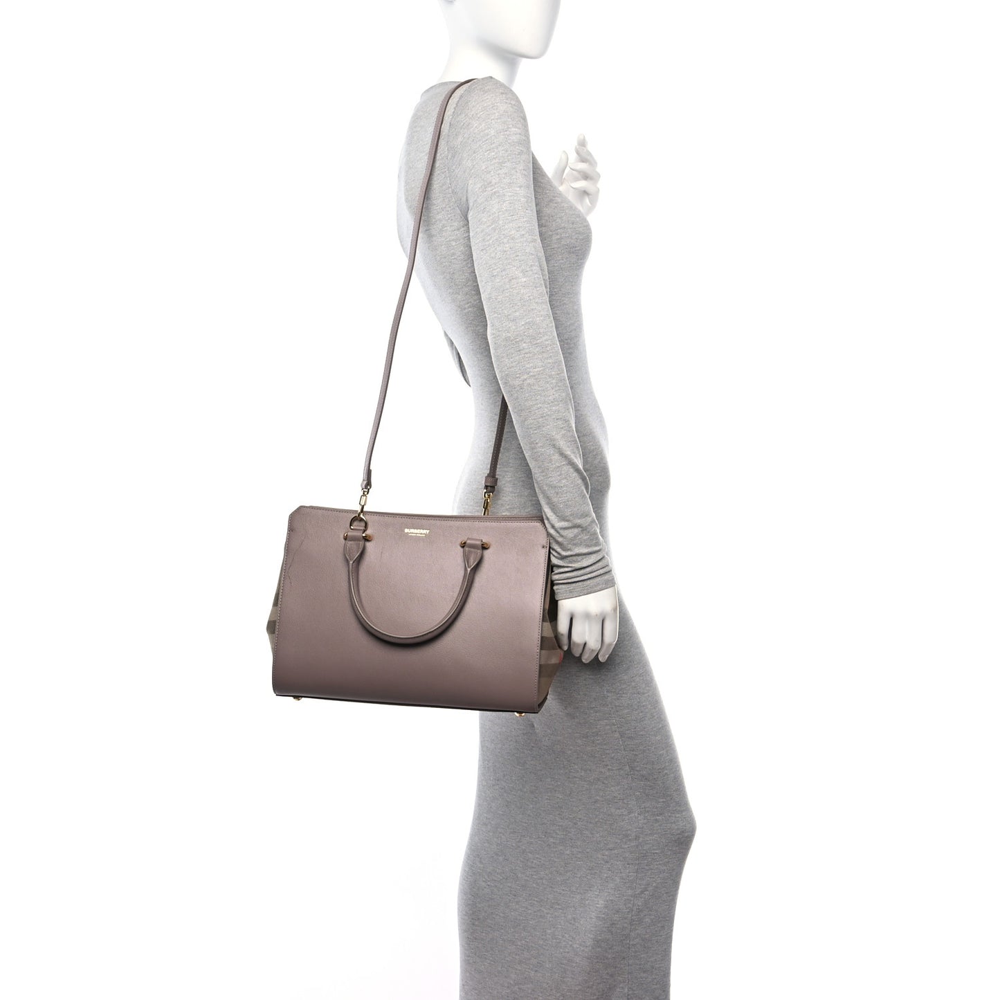 Calfskin Mega Check Banwell Tote Grey Mink